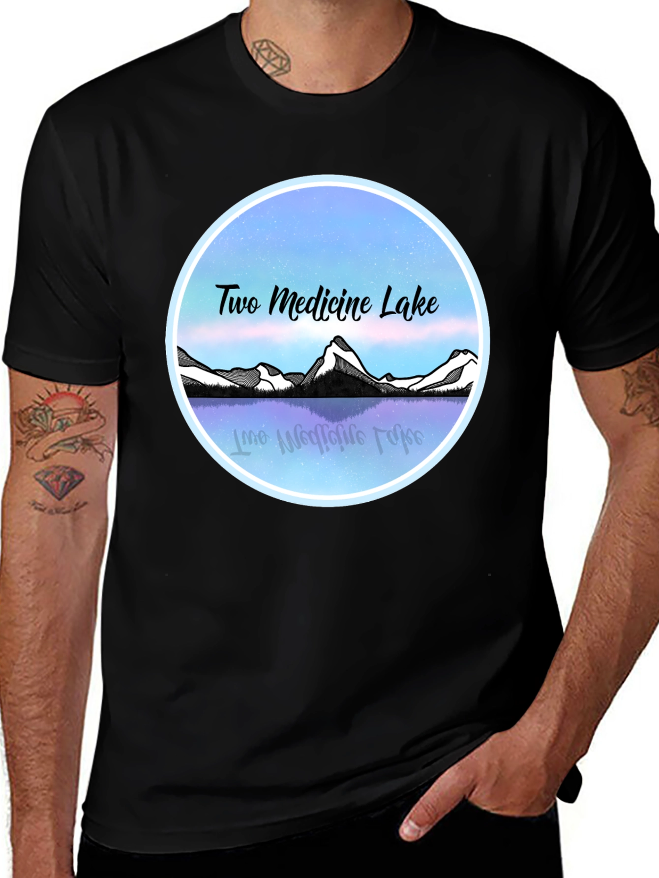 Two Medicine Lake T-Shirt Black Graphic Tee