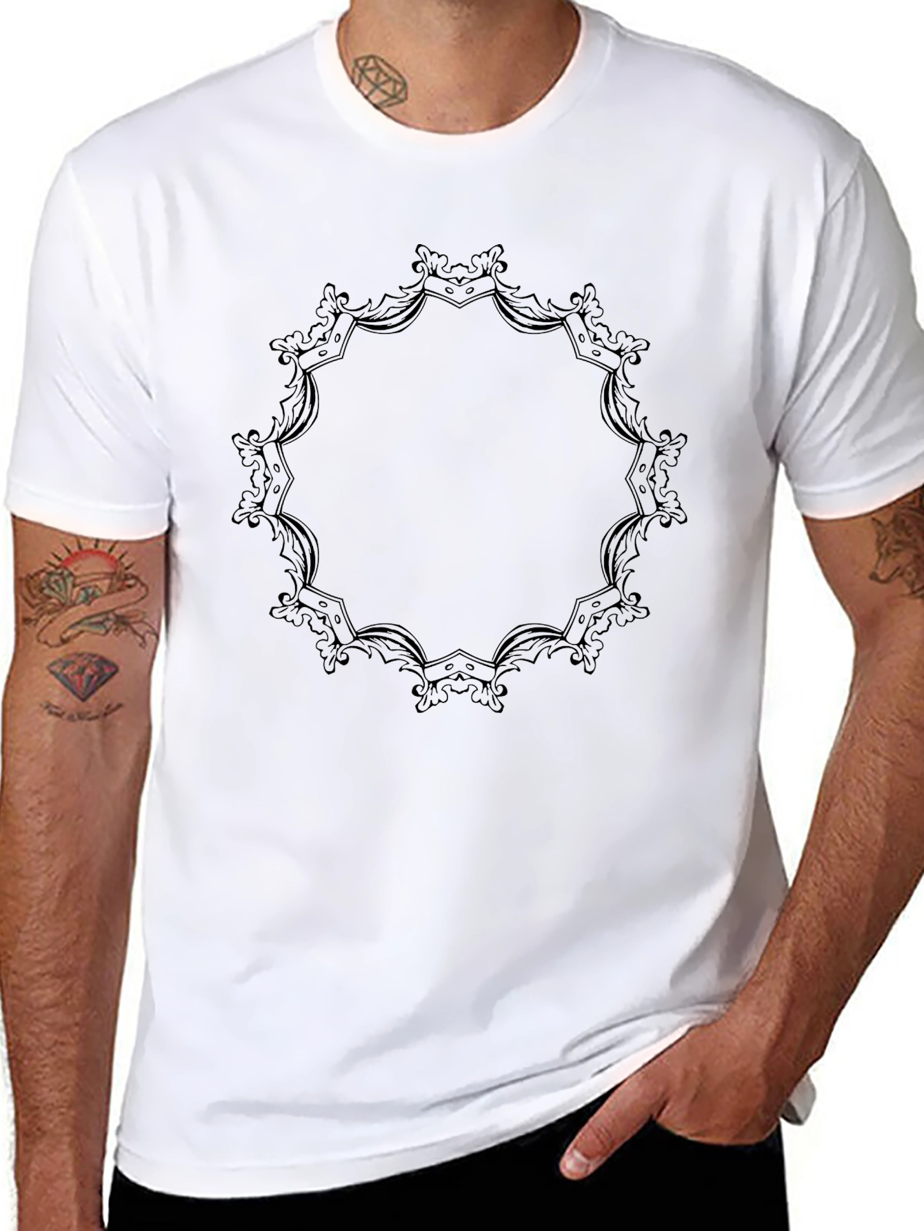Elegant Mandala Graphic Black T-Shirt