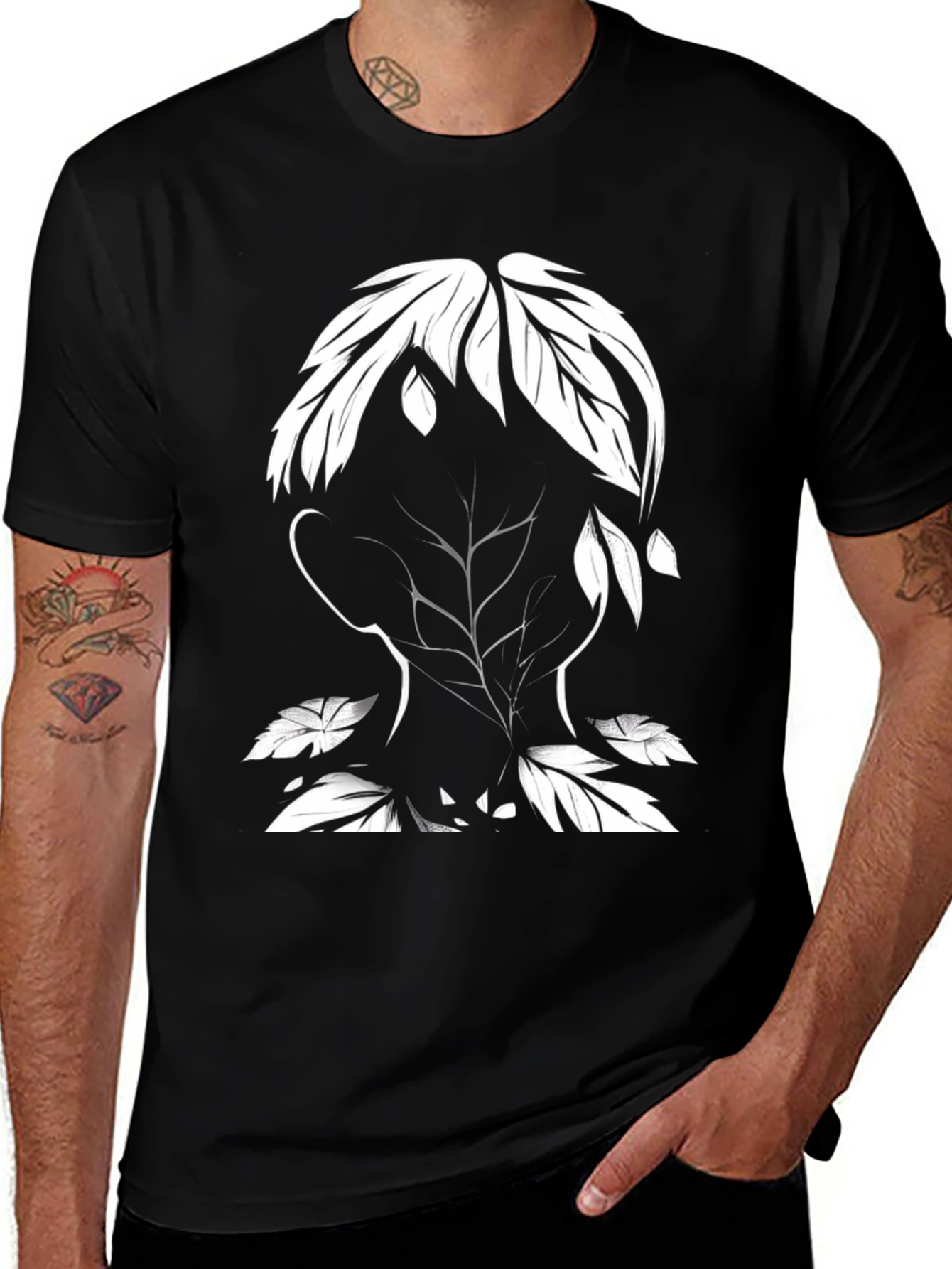Nature Silhouette Graphic Tee - Black