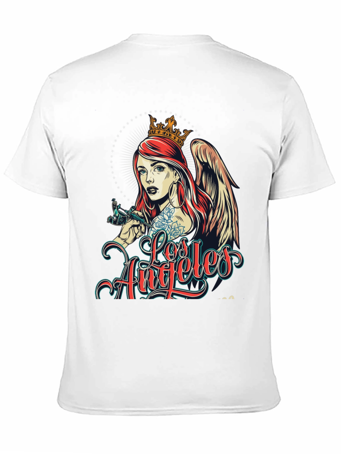Los Angeles Tattoo Angel Graphic Black T-Shirt