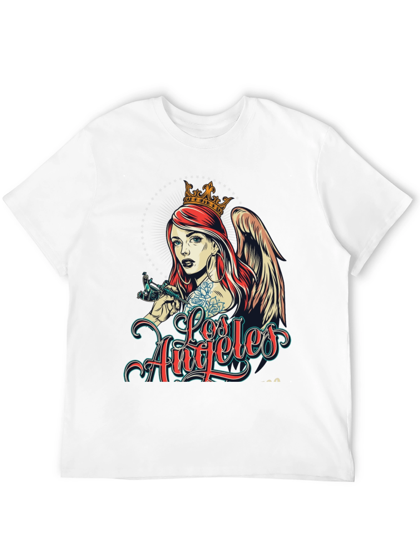 Los Angeles Tattoo Angel Graphic Black T-Shirt