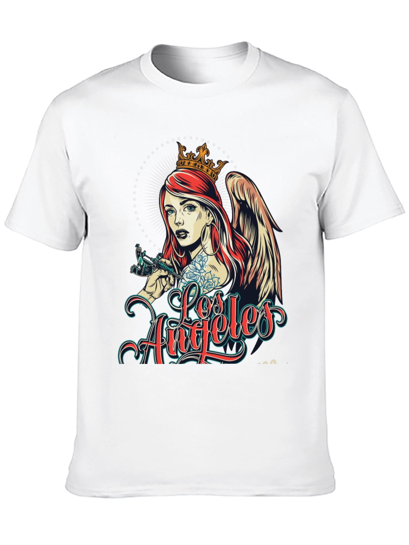 Los Angeles Tattoo Angel Graphic Black T-Shirt