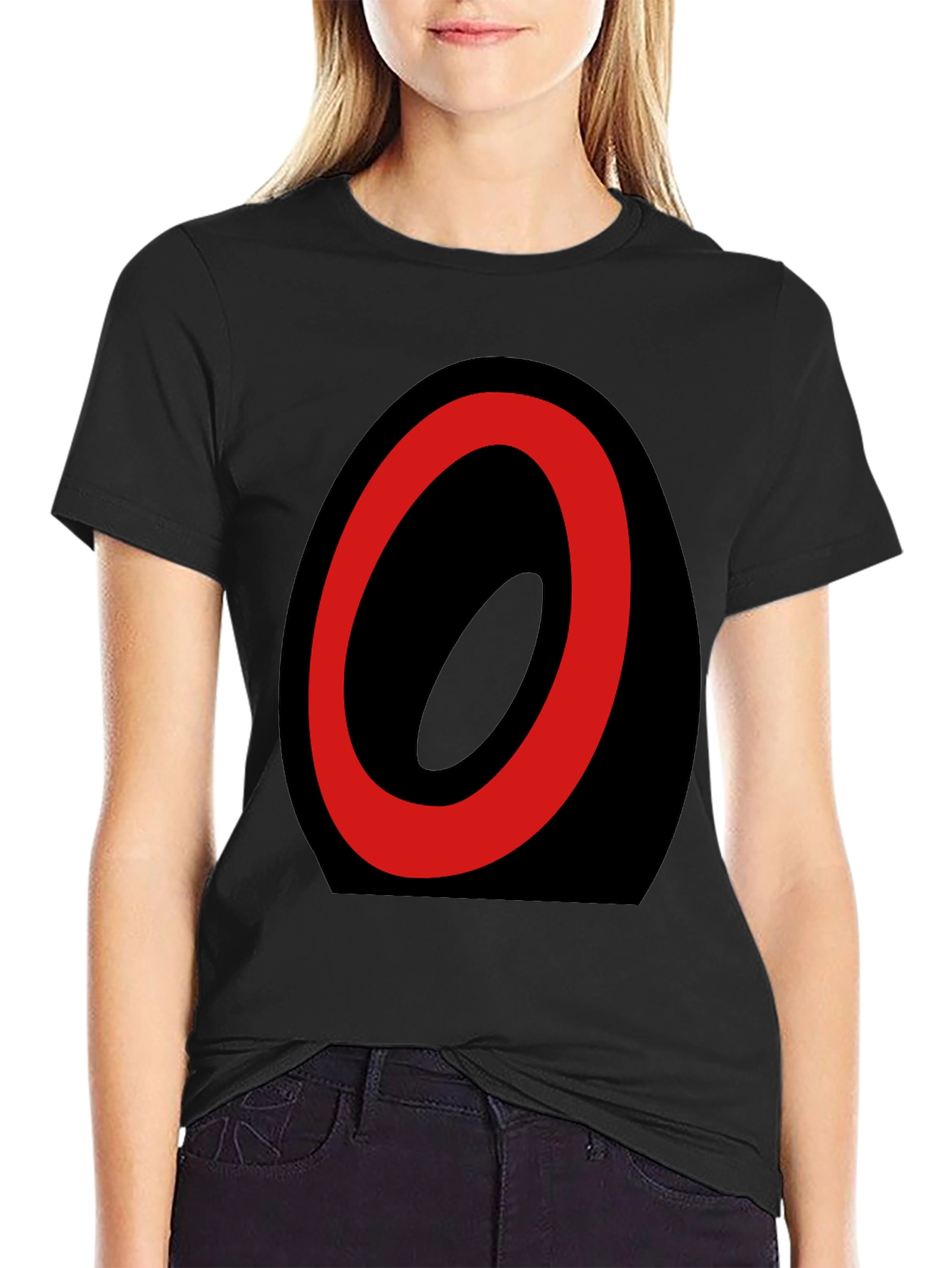 Abstract Oval Graphic T-Shirt - Black