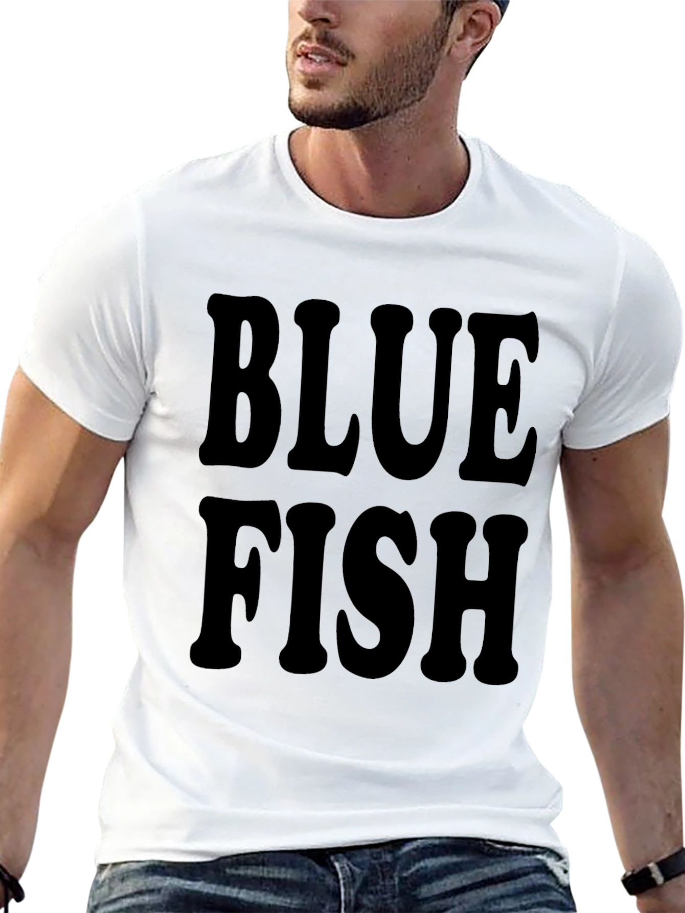Blue Fish Graphic Black T-Shirt for Men