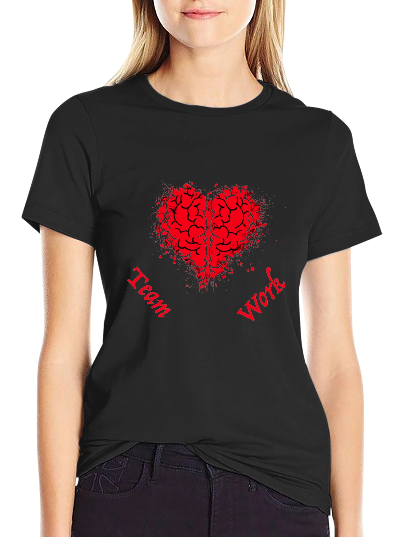 Teamwork Brain Heart Graphic T-Shirt