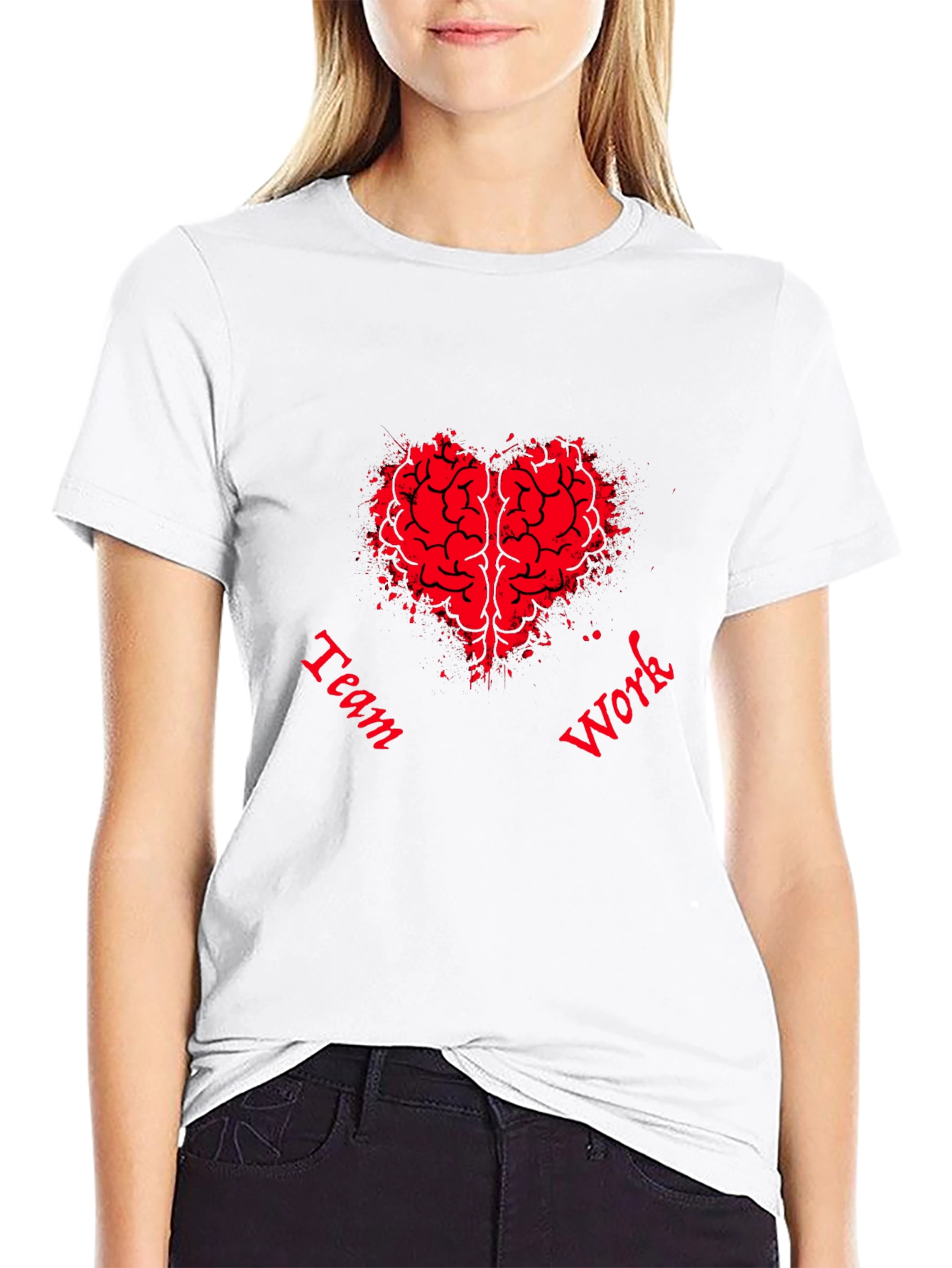 Teamwork Brain Heart Graphic T-Shirt