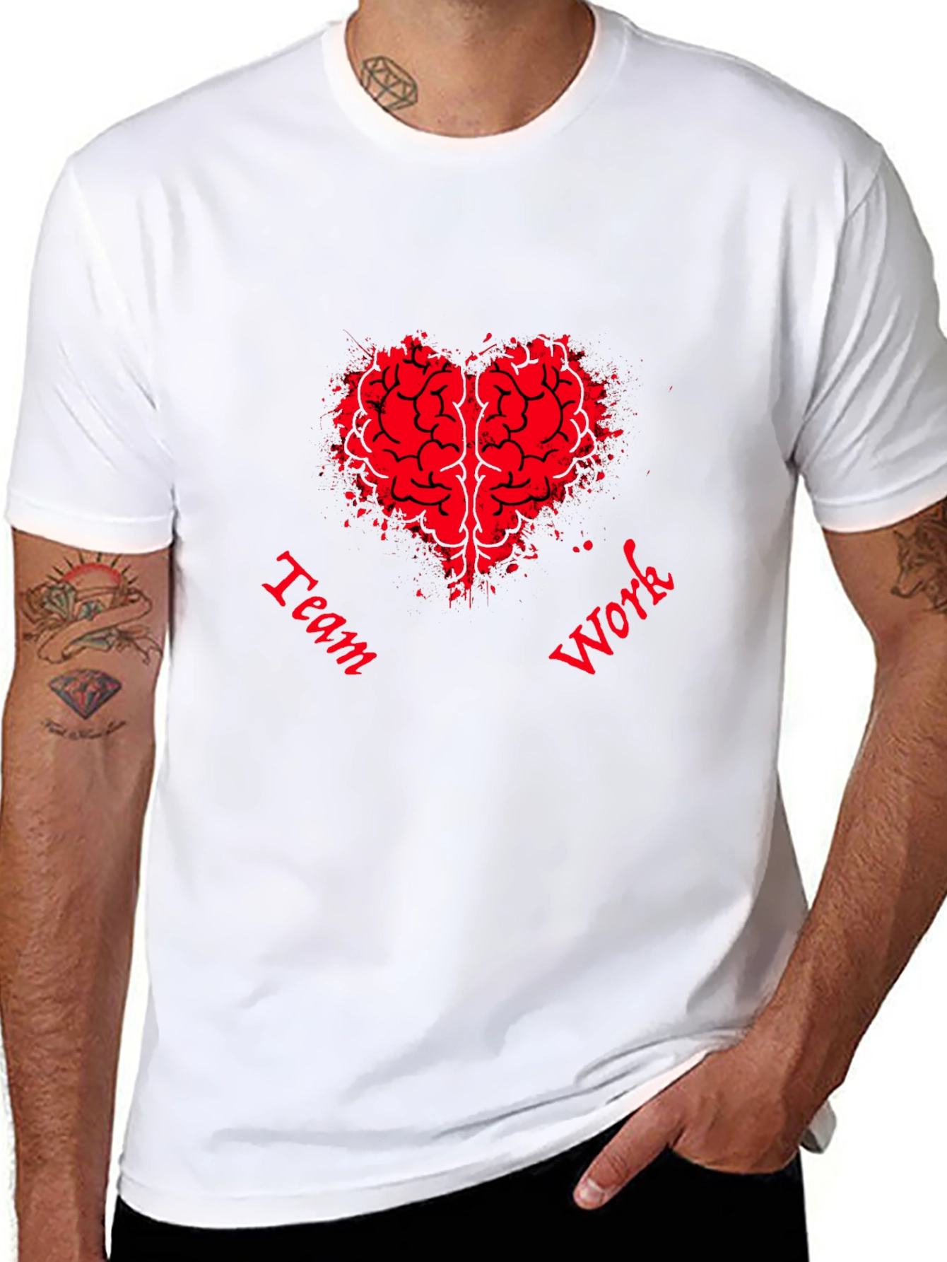Teamwork Brain Heart Graphic T-Shirt