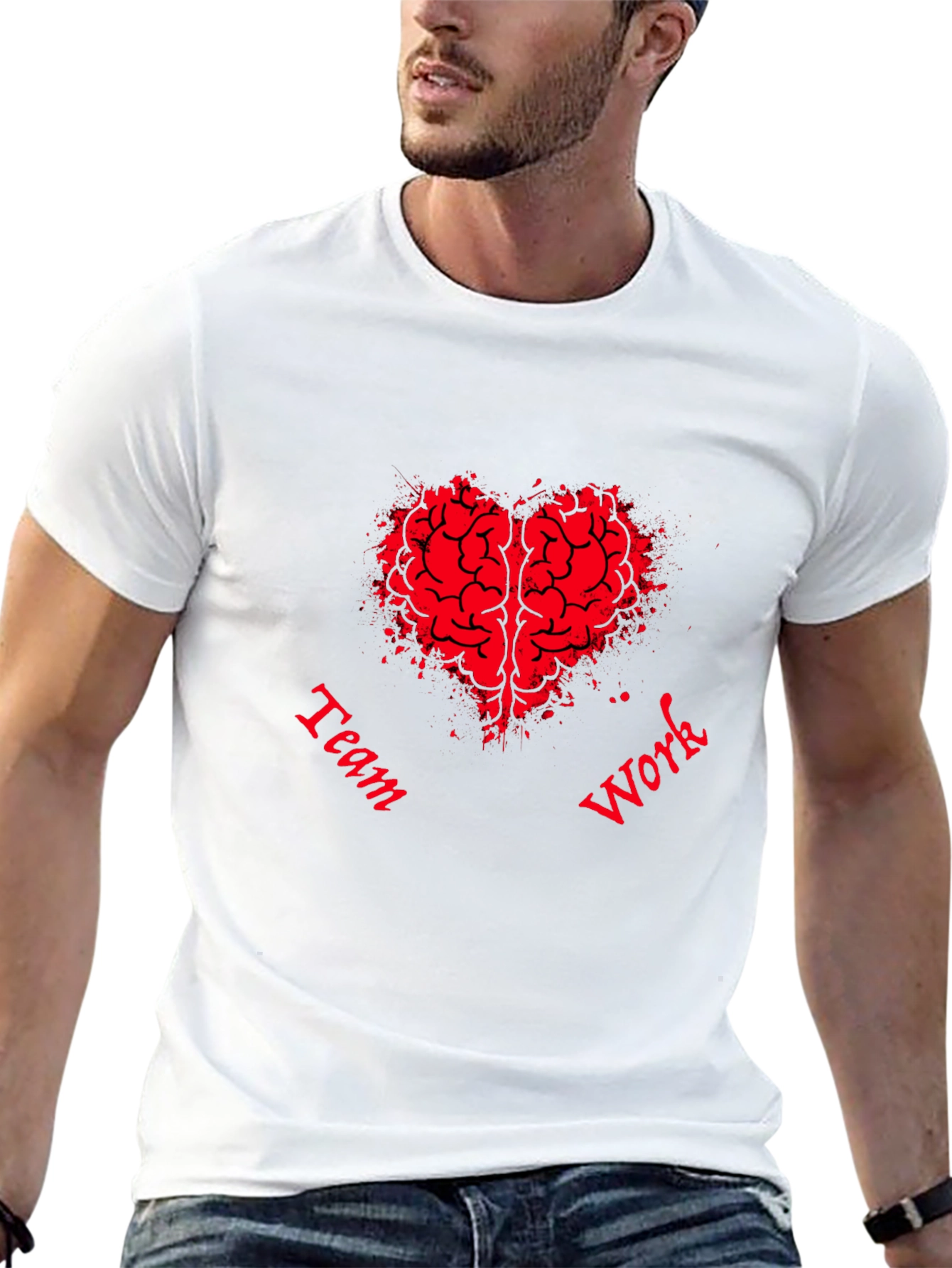 Teamwork Brain Heart Graphic T-Shirt