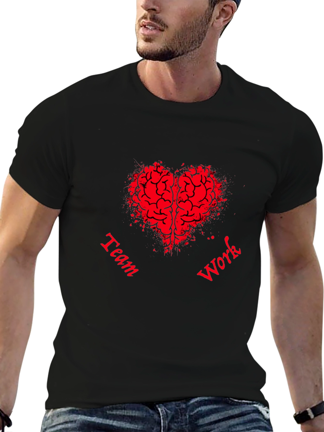 Teamwork Brain Heart Graphic T-Shirt