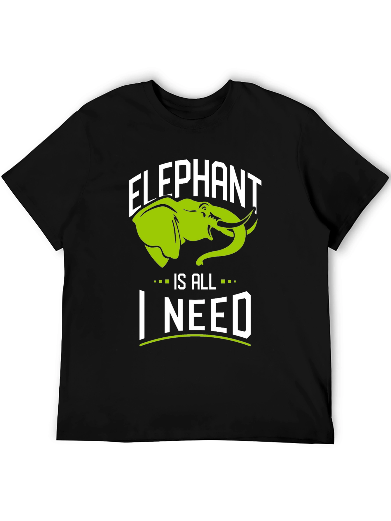 Elephant Is All I Need Black Graphic T-Shirt