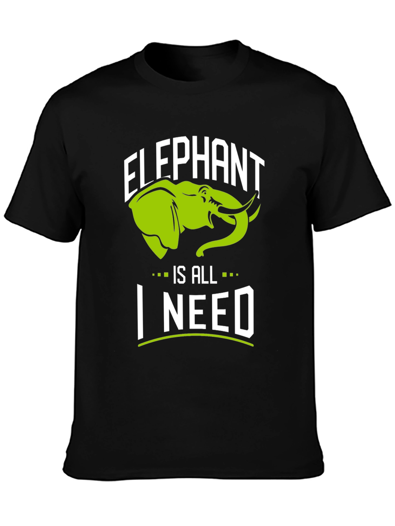 Elephant Is All I Need Black Graphic T-Shirt