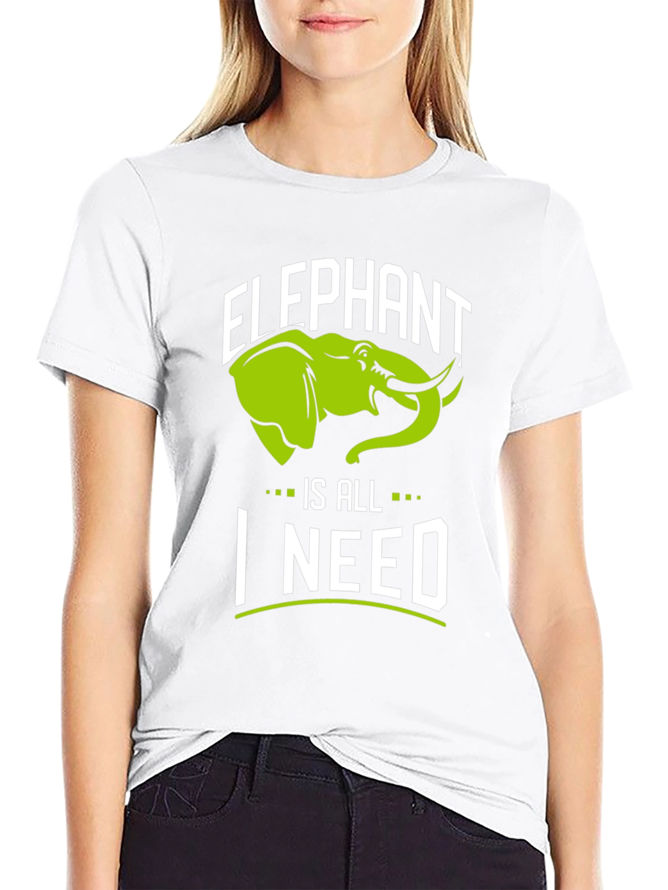 Elephant Is All I Need Black Graphic T-Shirt