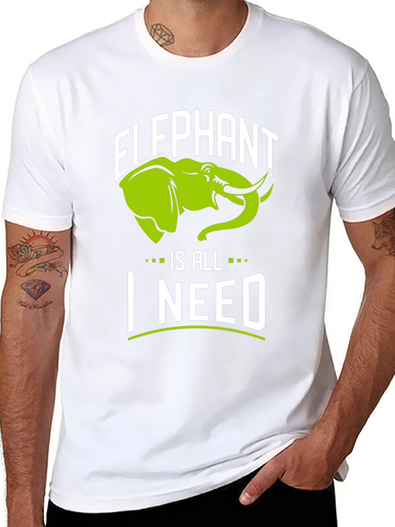 Elephant Is All I Need Black Graphic T-Shirt