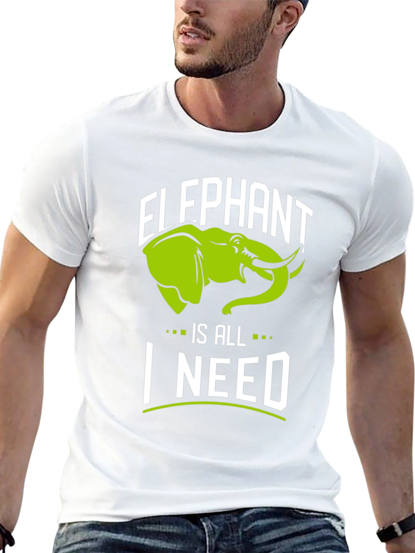 Elephant Is All I Need Black Graphic T-Shirt