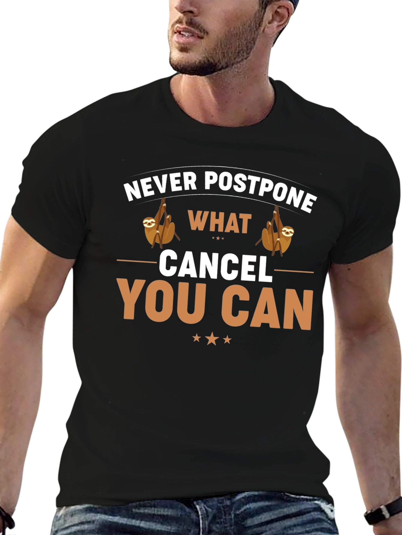 Never Postpone Sloth Graphic Tee