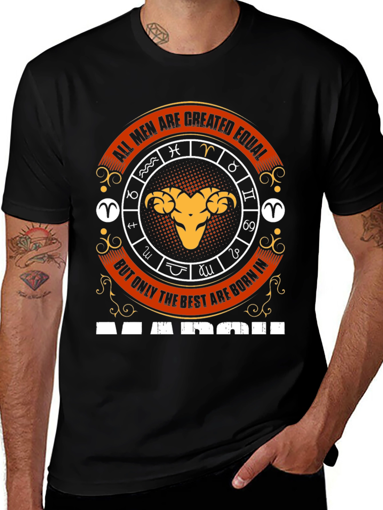 Aries March Zodiac Mens T-Shirt