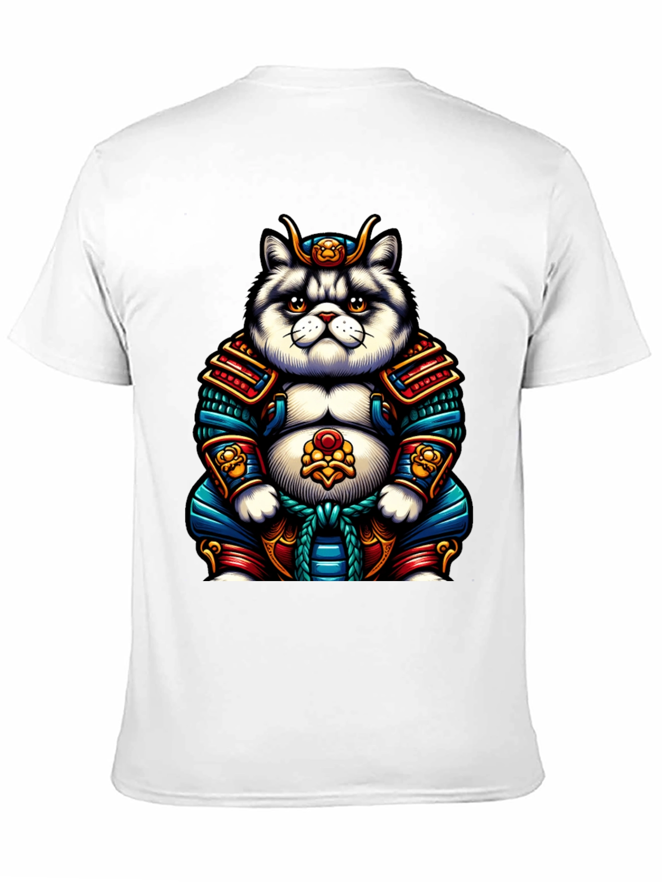 Samurai Cat Graphic T-Shirt - Cool Anime Tee