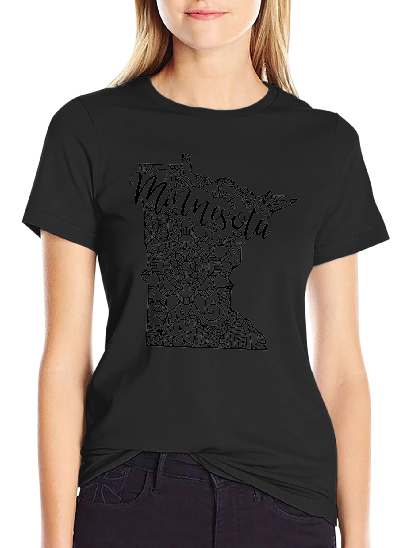 Minnesota State Mandala T-Shirt - Black Graphic Tee