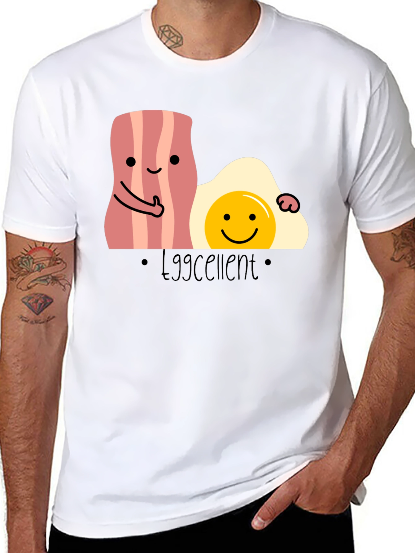 Eggcellent Bacon and Egg T-Shirt Funny Foodie Tee