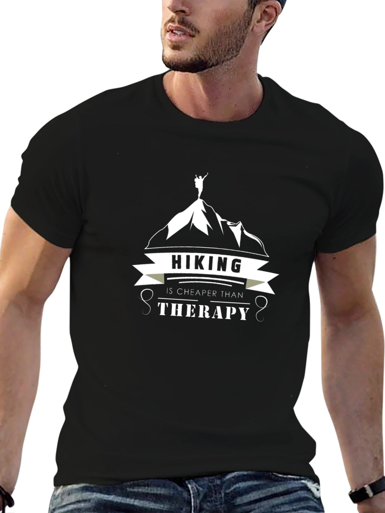 Hiking Is Cheaper Than Therapy Graphic T-Shirt