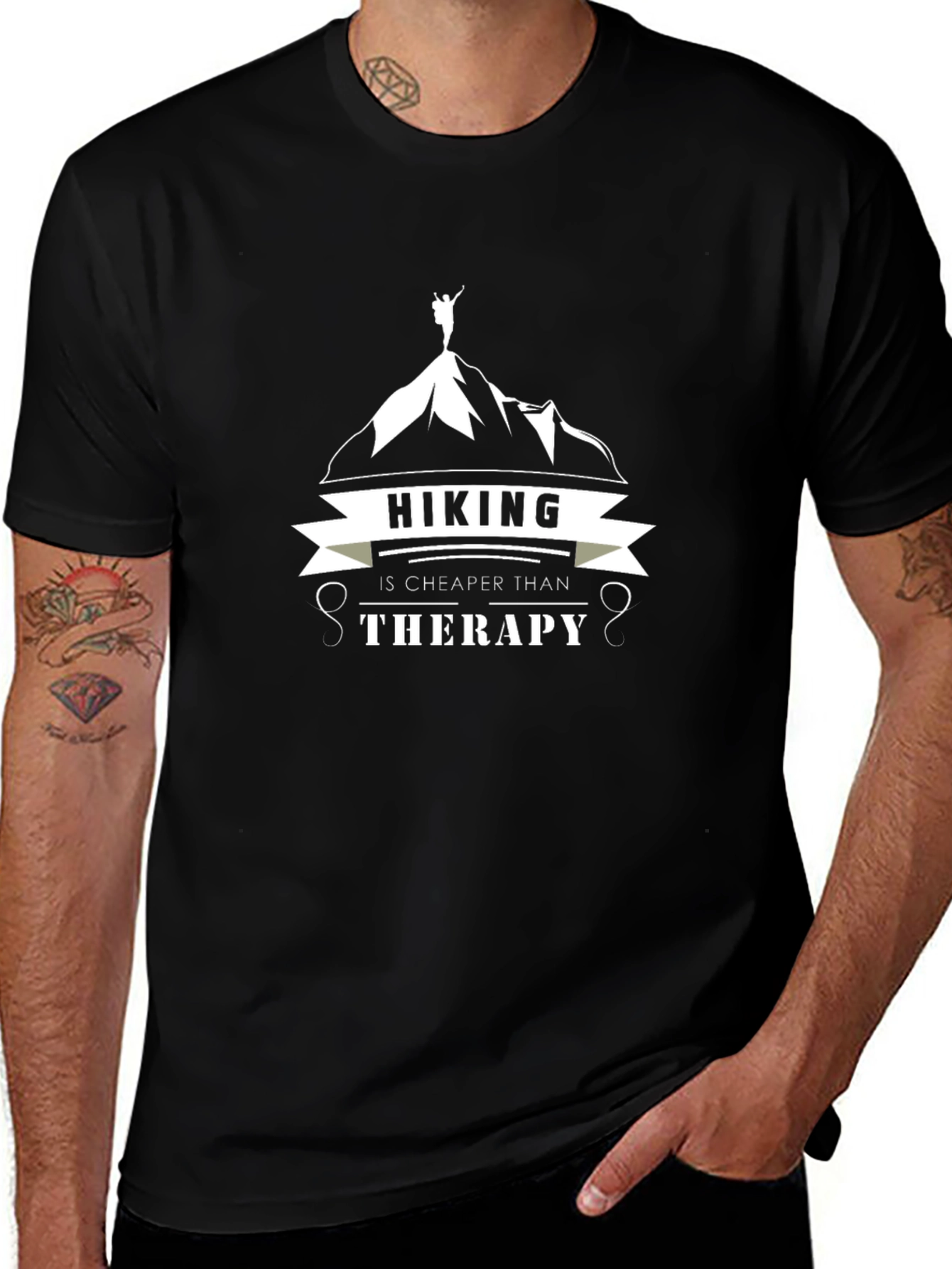 Hiking Is Cheaper Than Therapy Graphic T-Shirt