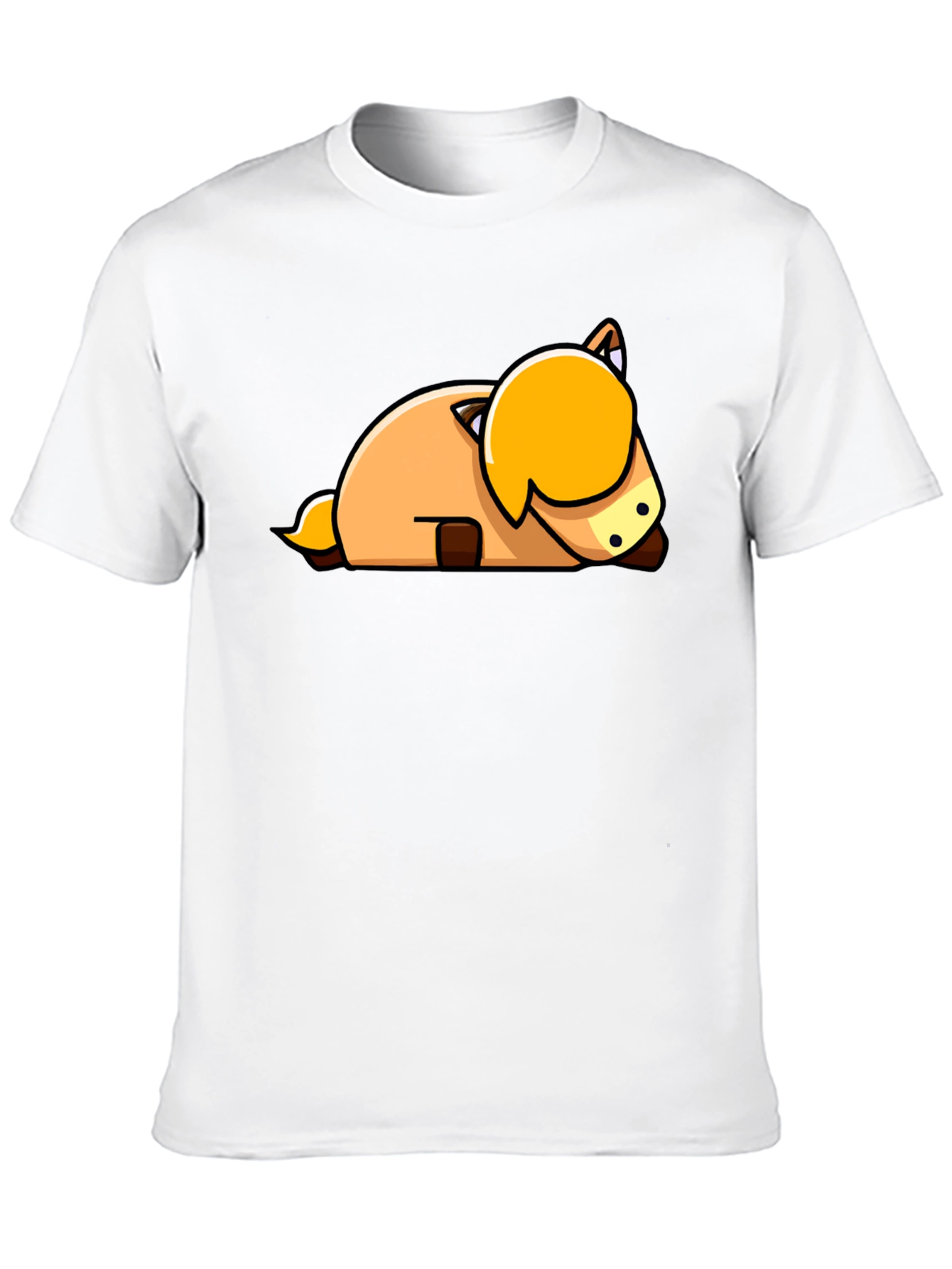 Cute Cartoon Horse Laying Down Black T-Shirt