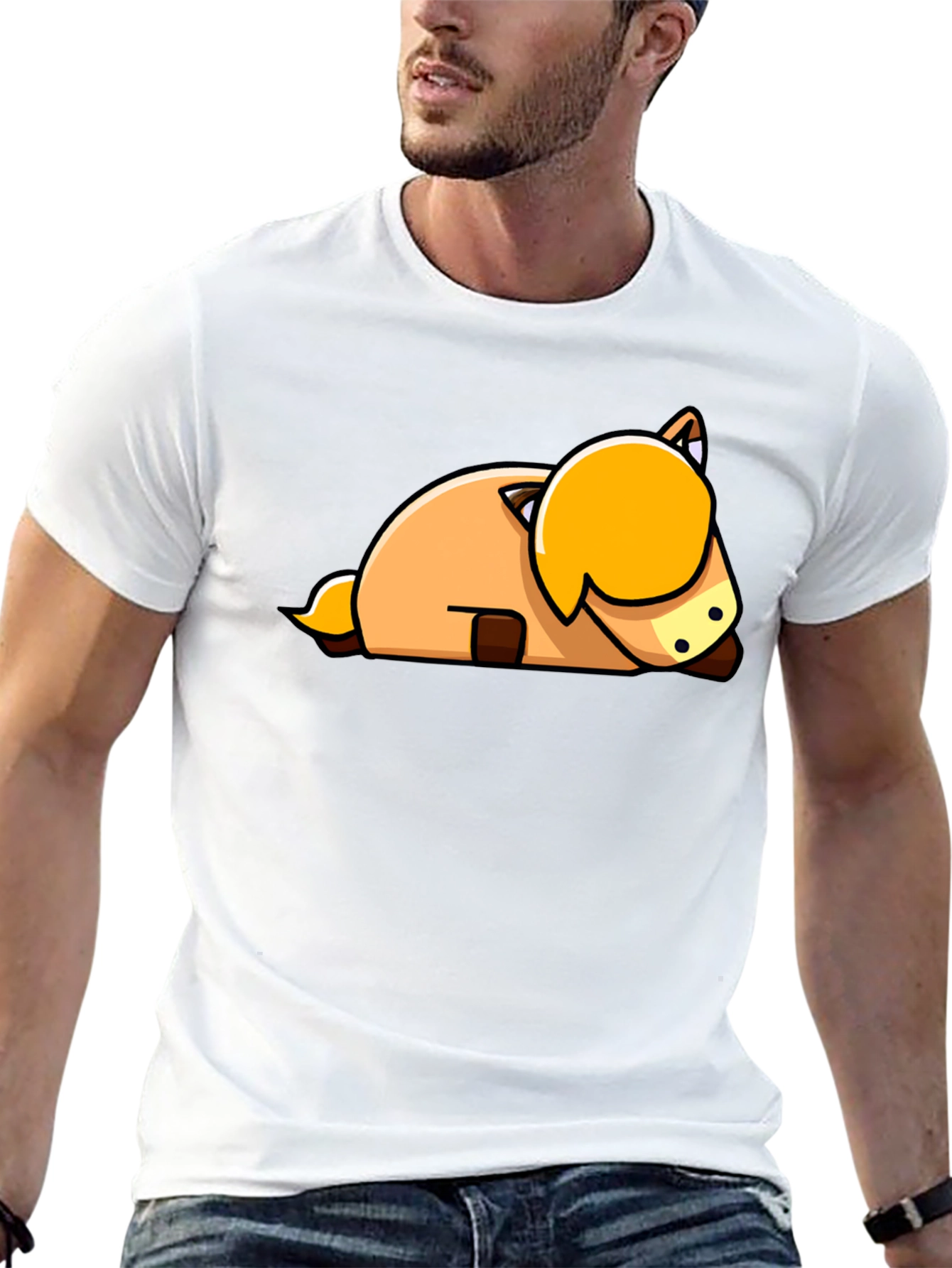 Cute Cartoon Horse Laying Down Black T-Shirt