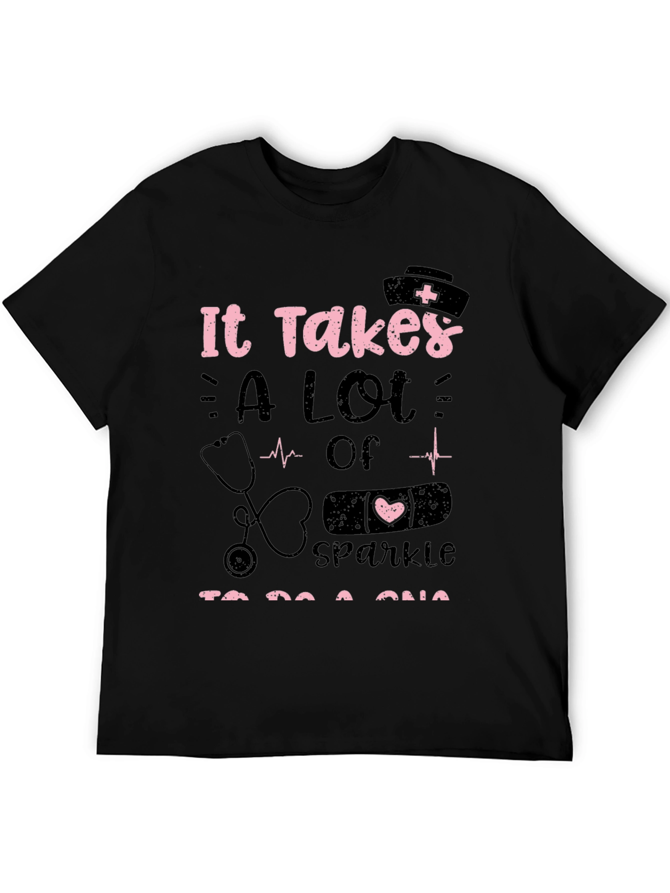 Nurse Sparkle Graphic Tee - Black Unisex