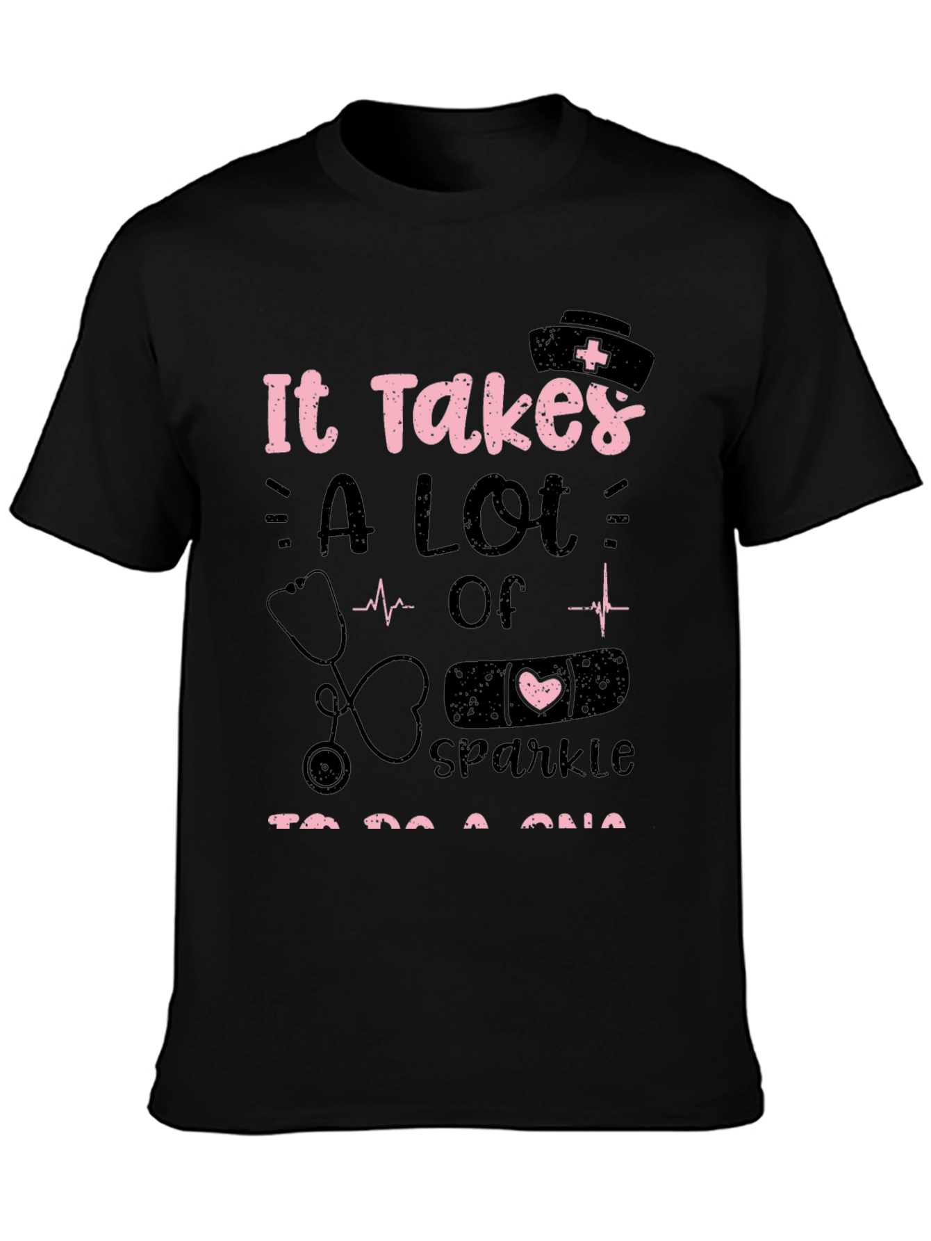 Nurse Sparkle Graphic Tee - Black Unisex
