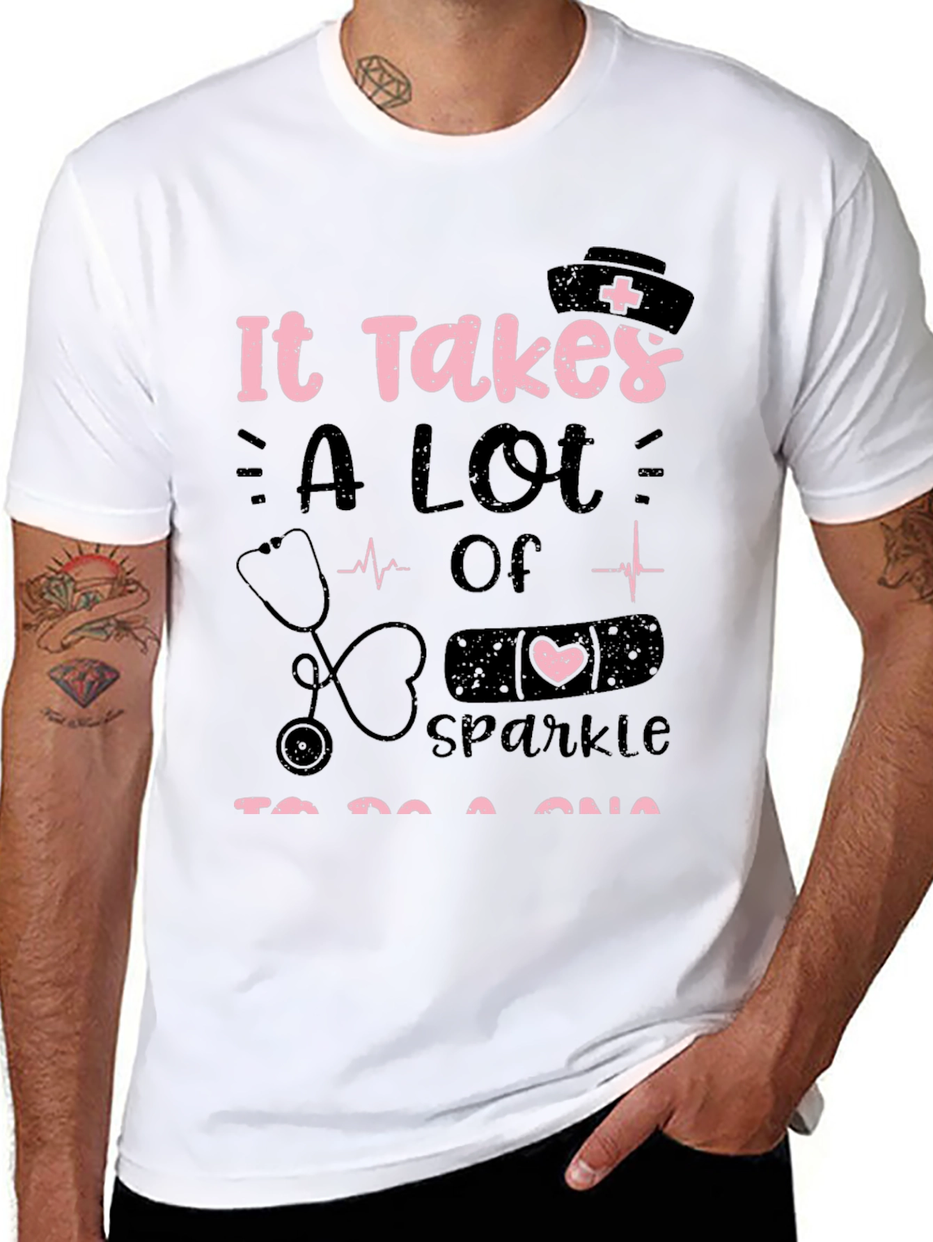 Nurse Sparkle Graphic Tee - Black Unisex