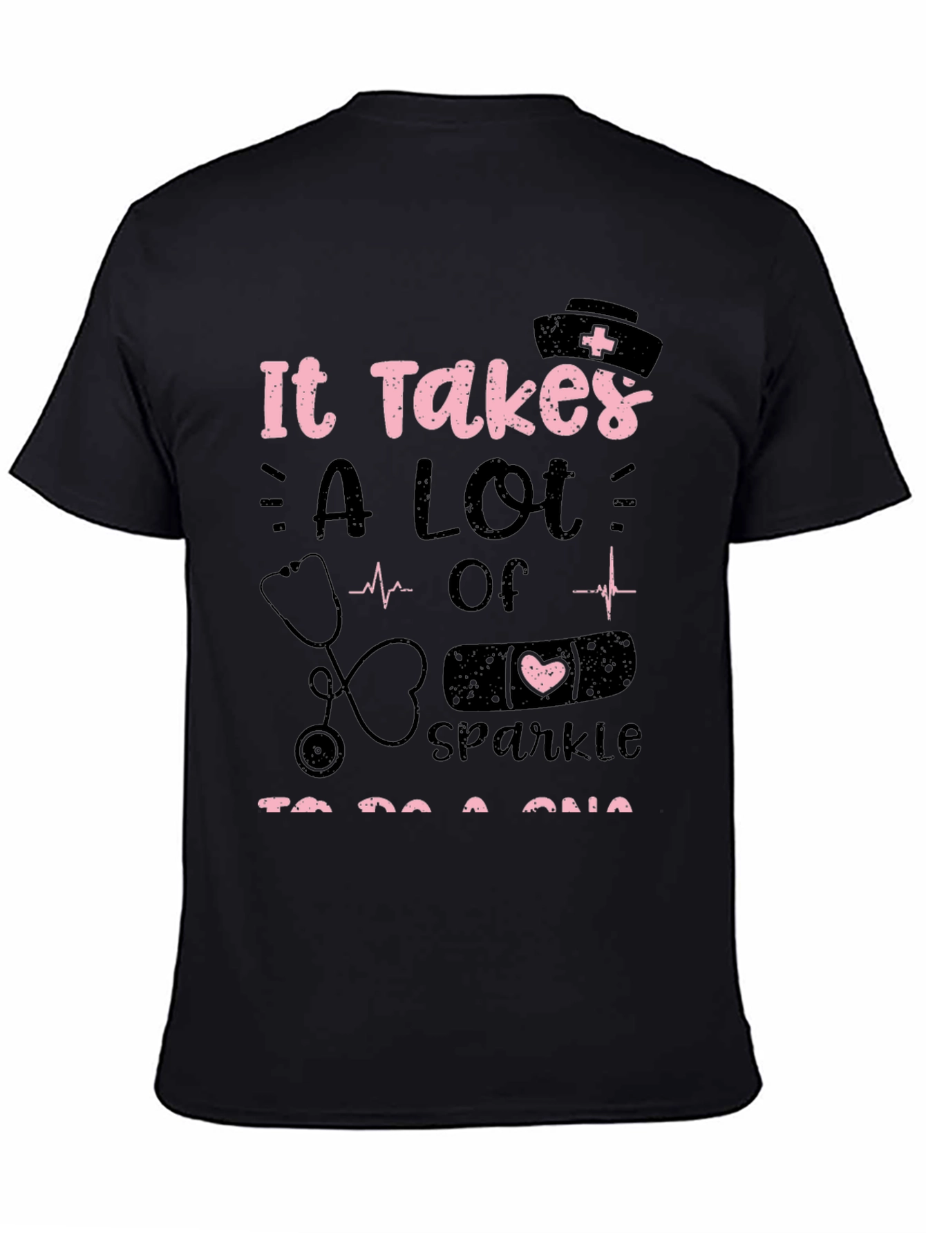 Nurse Sparkle Graphic Tee - Black Unisex