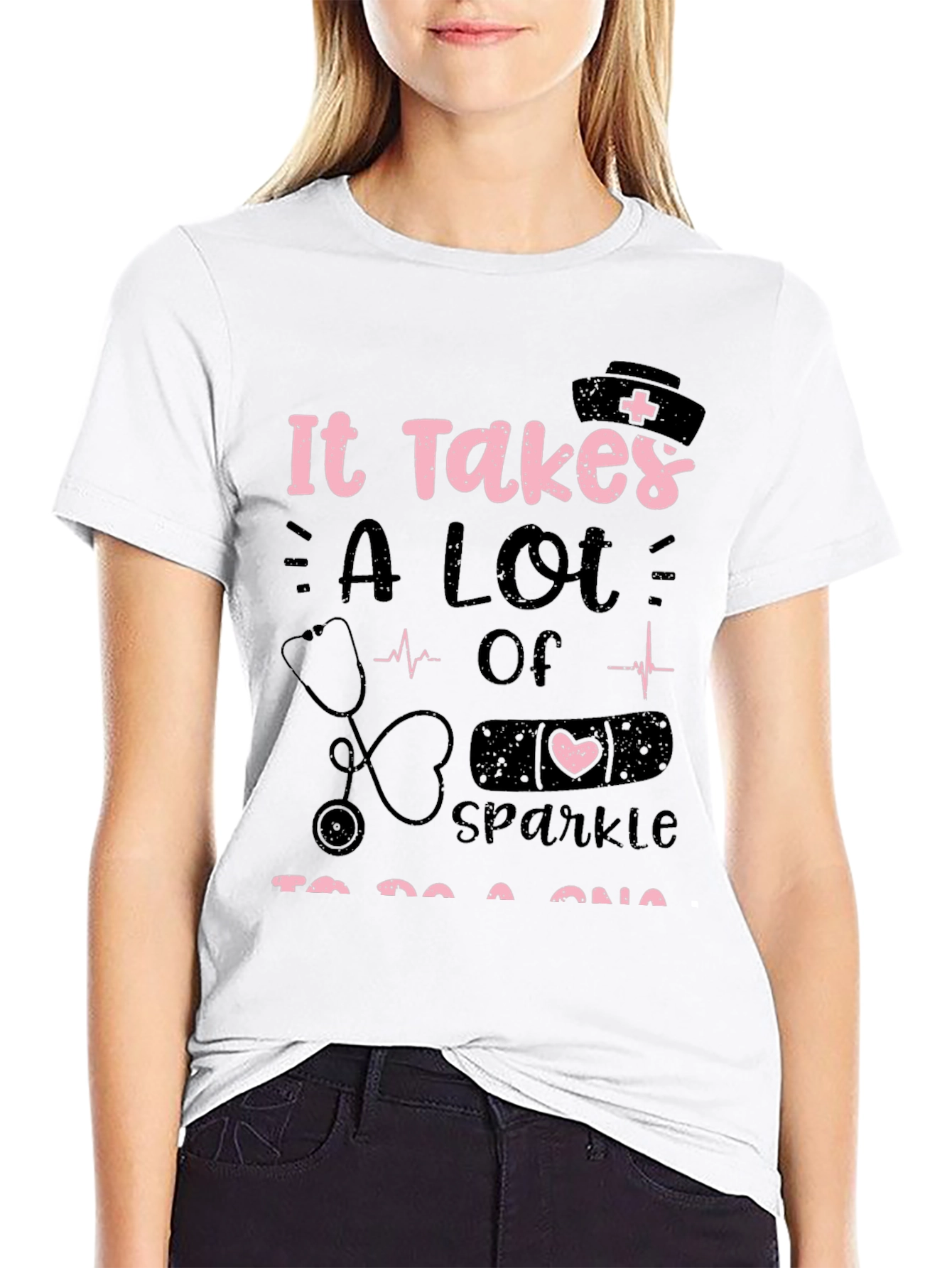 Nurse Sparkle Graphic Tee - Black Unisex