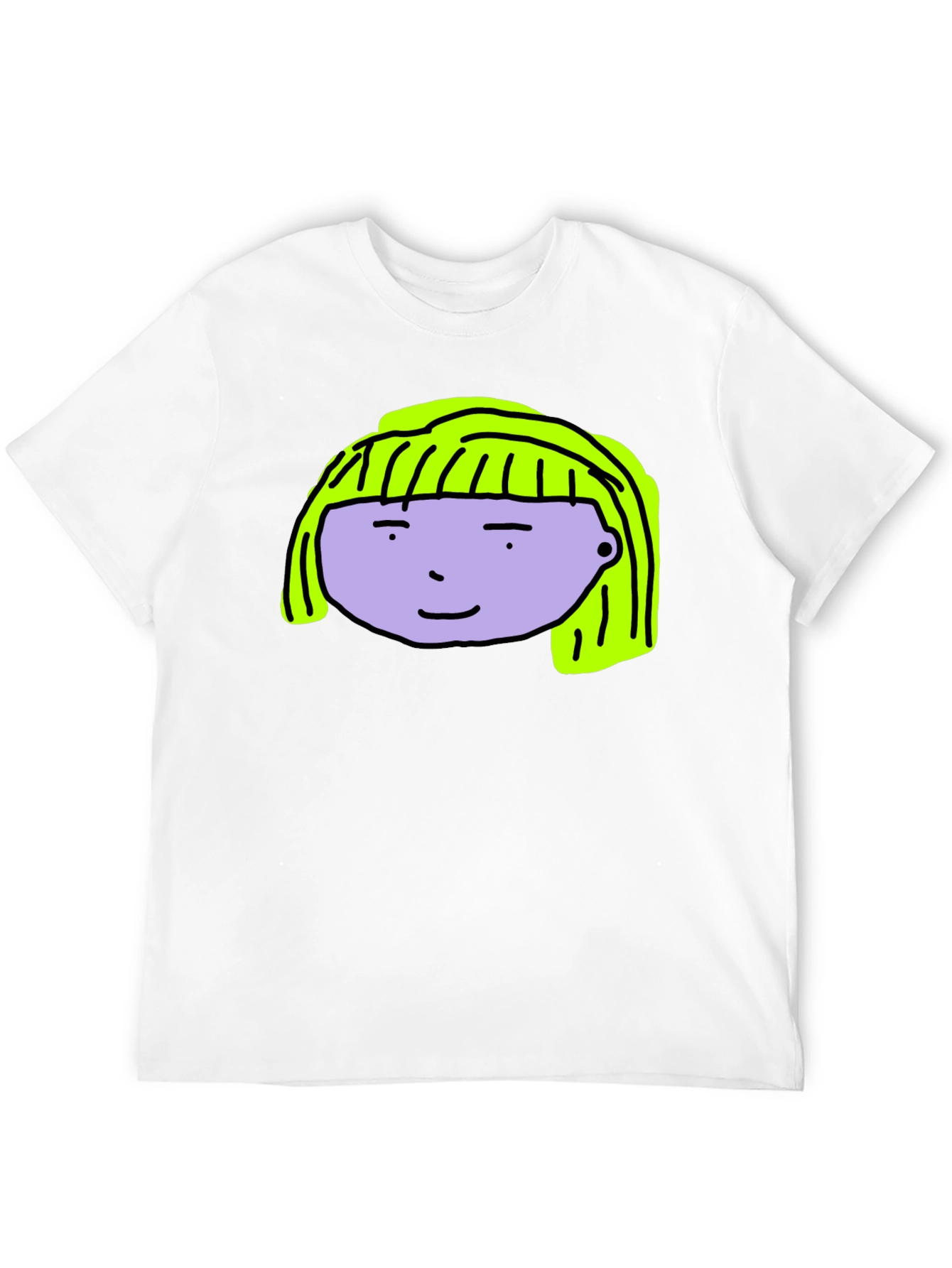 Cartoon Face Graphic Tee - Black Cotton