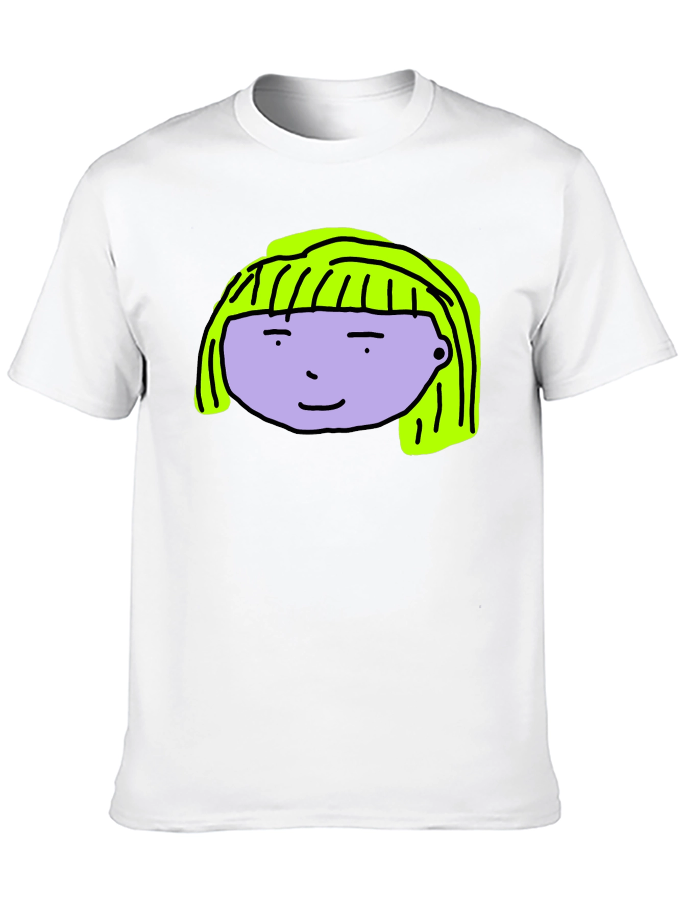 Cartoon Face Graphic Tee - Black Cotton