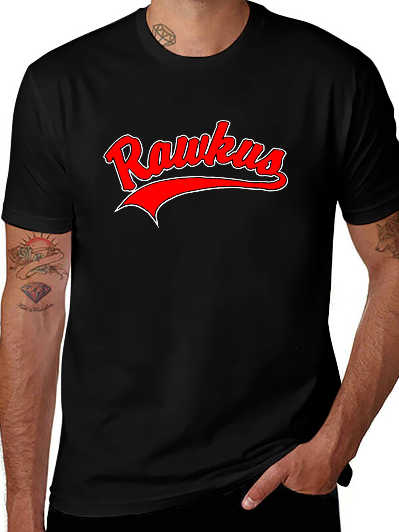 Rawkus Red & White Graphic Black T-Shirt