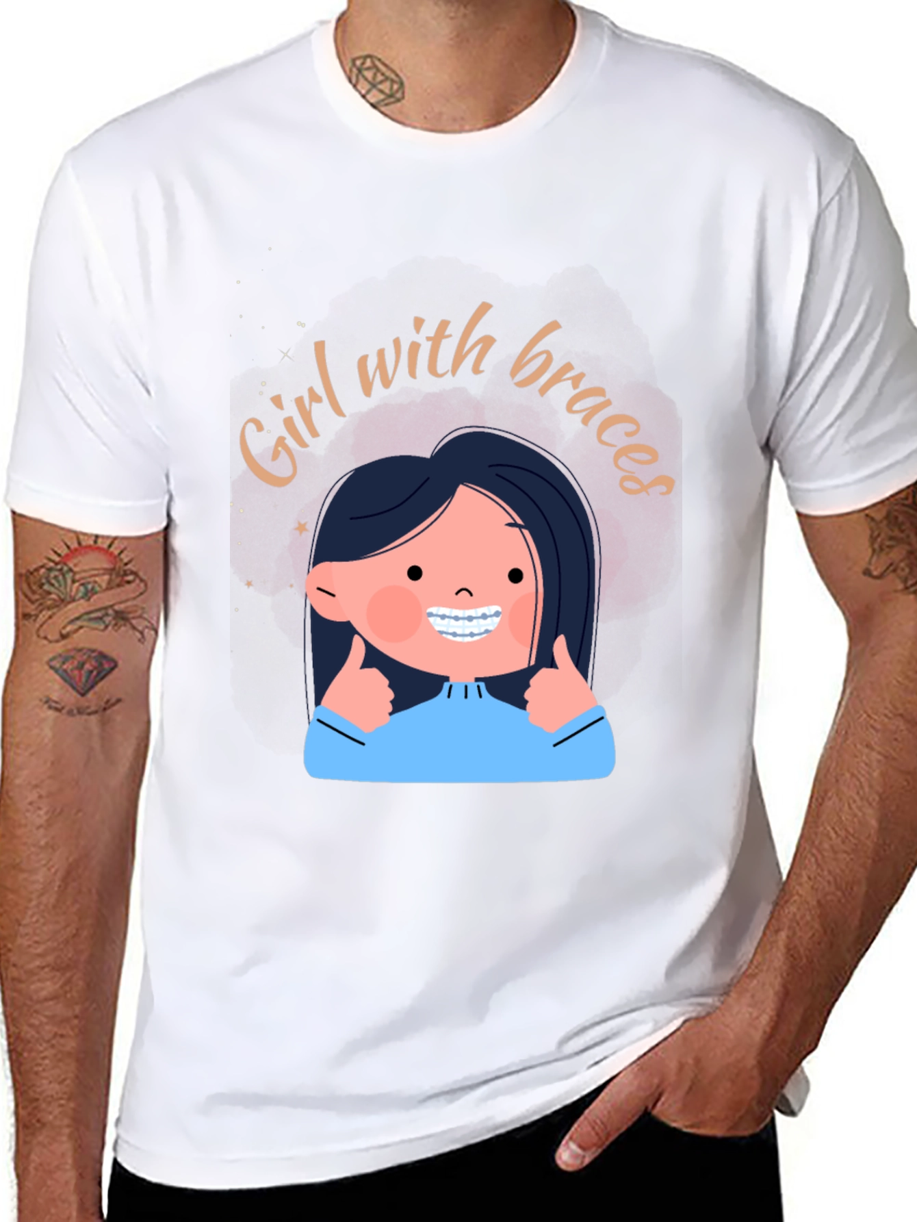 Girl with Braces Graphic Tee - Black