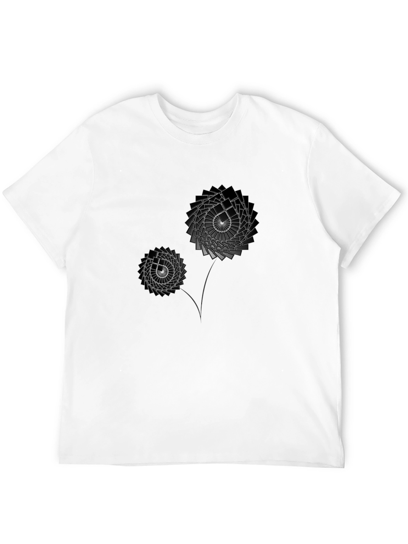 Geometric Flower Graphic Print Black T-Shirt