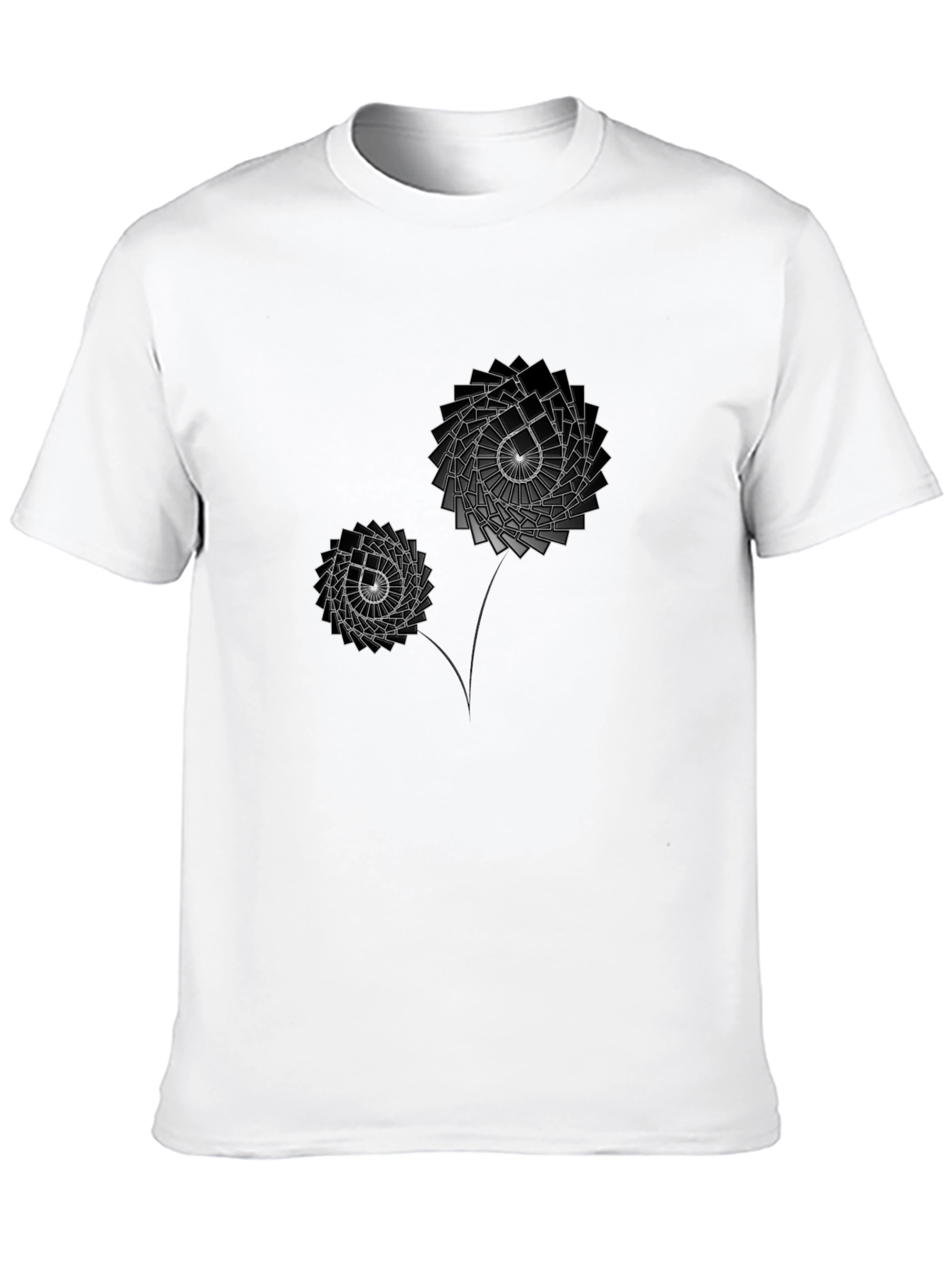 Geometric Flower Graphic Print Black T-Shirt