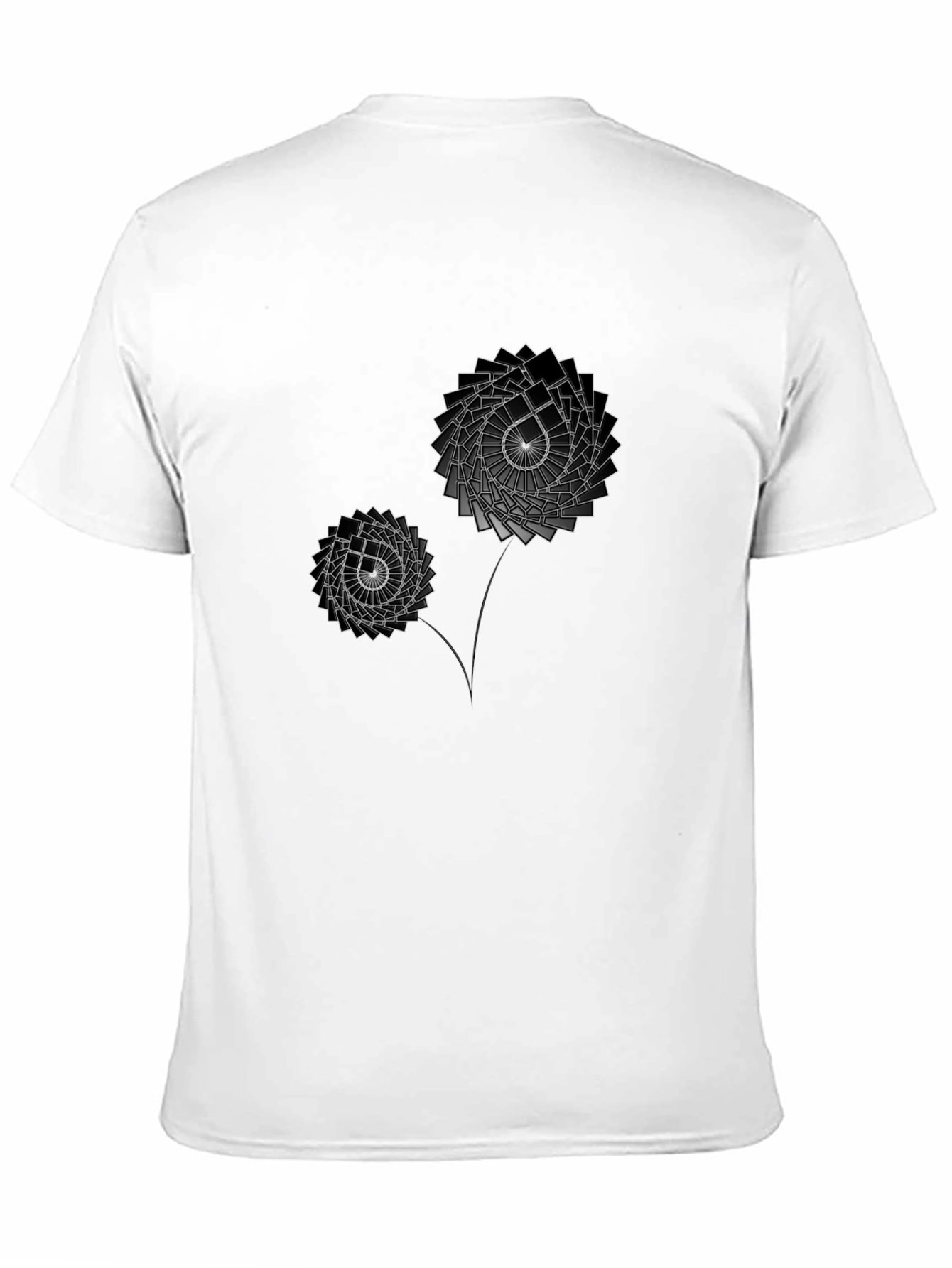 Geometric Flower Graphic Print Black T-Shirt