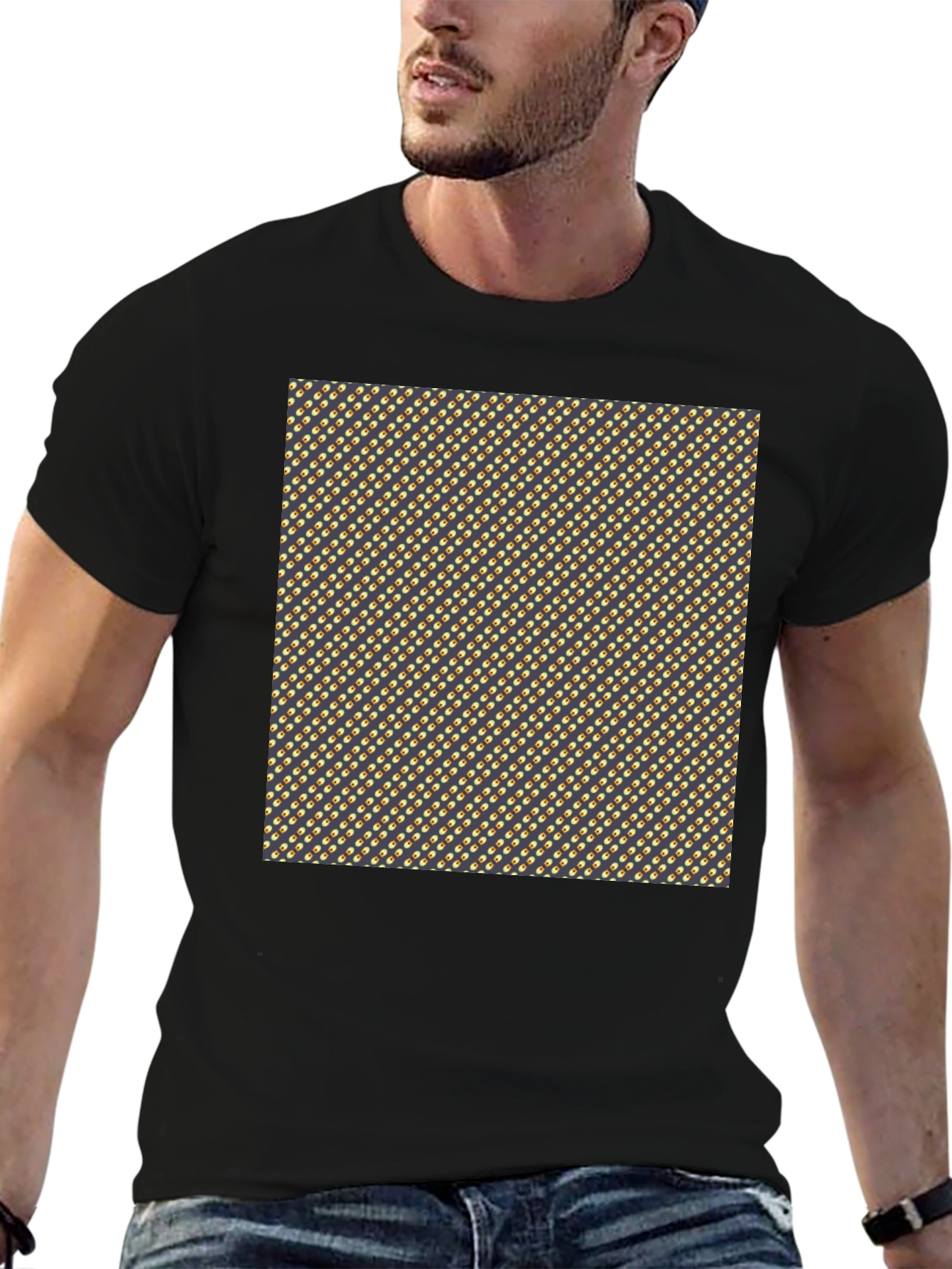 Stylish Black Tee with Unique Pattern