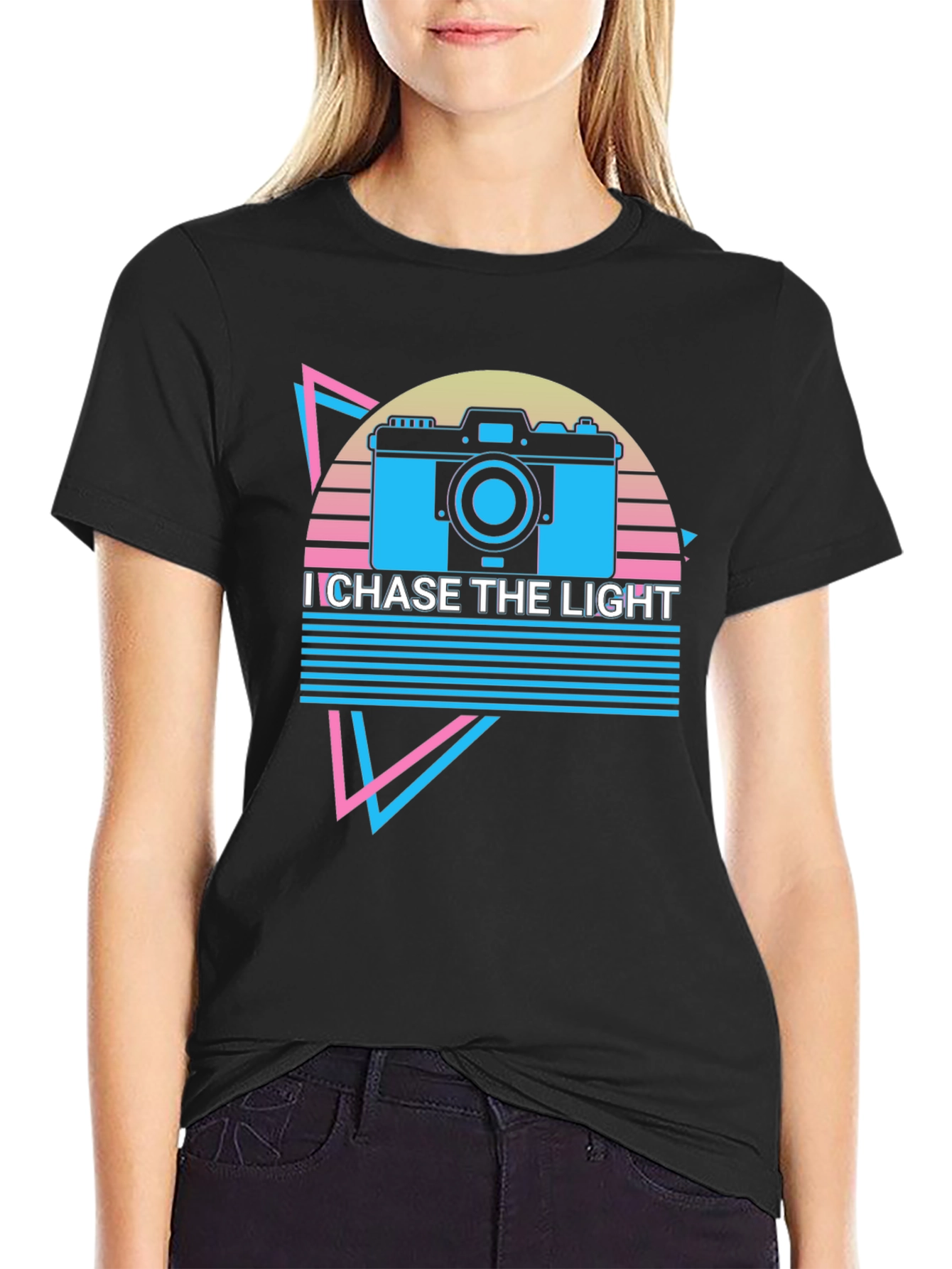 I Chase The Light Retro Camera Graphic T-Shirt