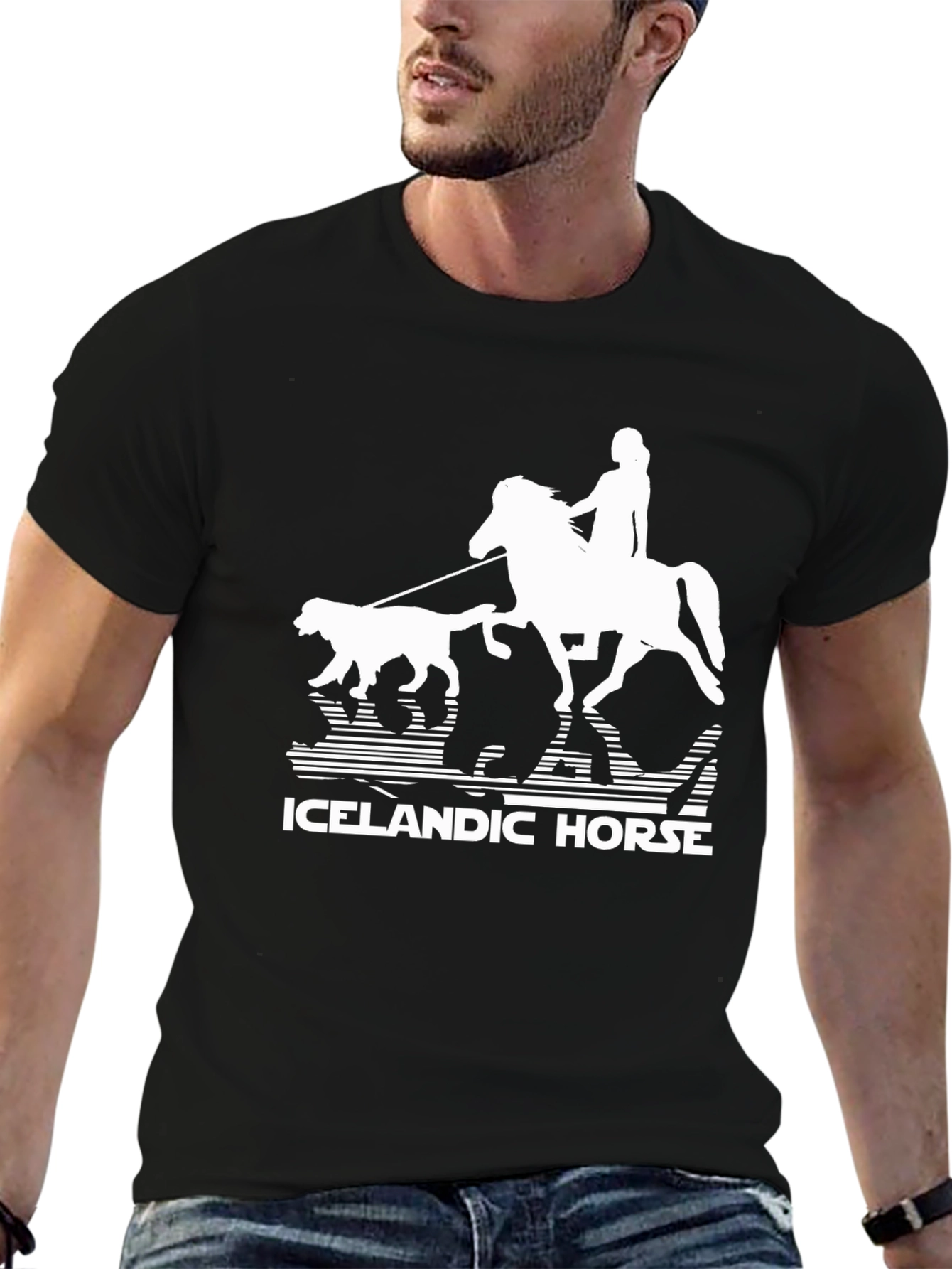 Icelandic Horse T-Shirt - Equestrian Rider Dog Design