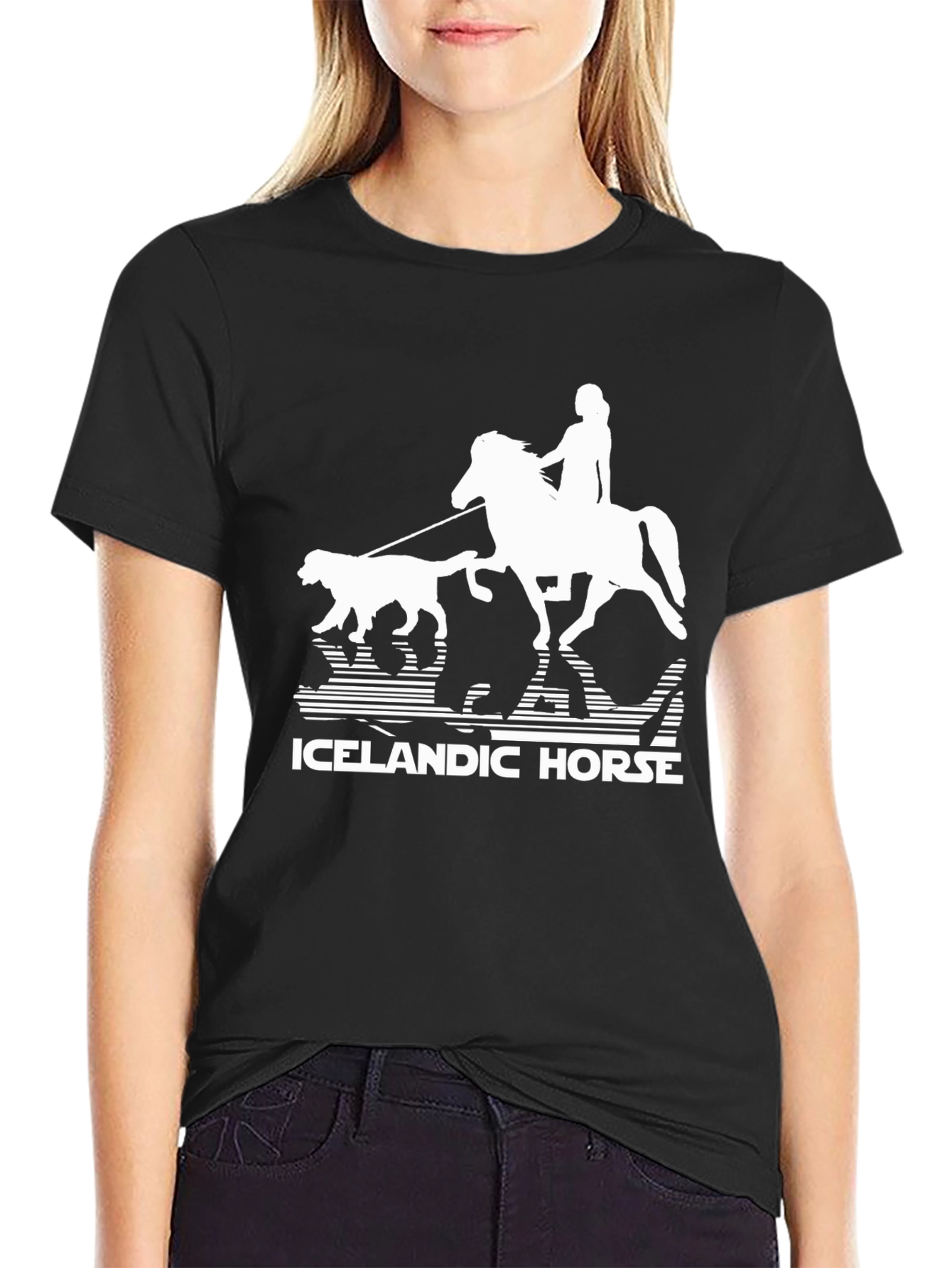 Icelandic Horse T-Shirt - Equestrian Rider Dog Design