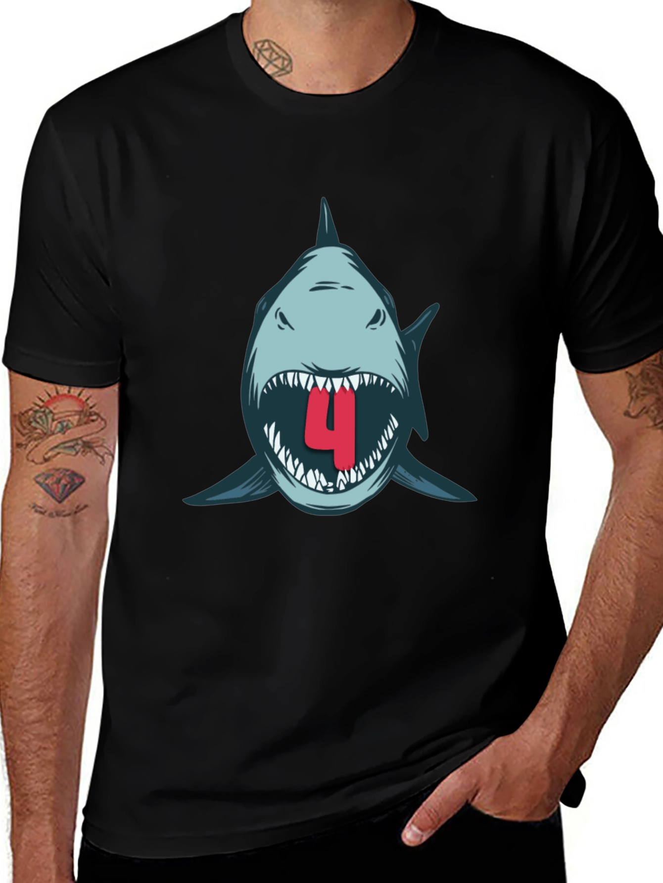 Shark Attack Birthday T-Shirt - Size 4