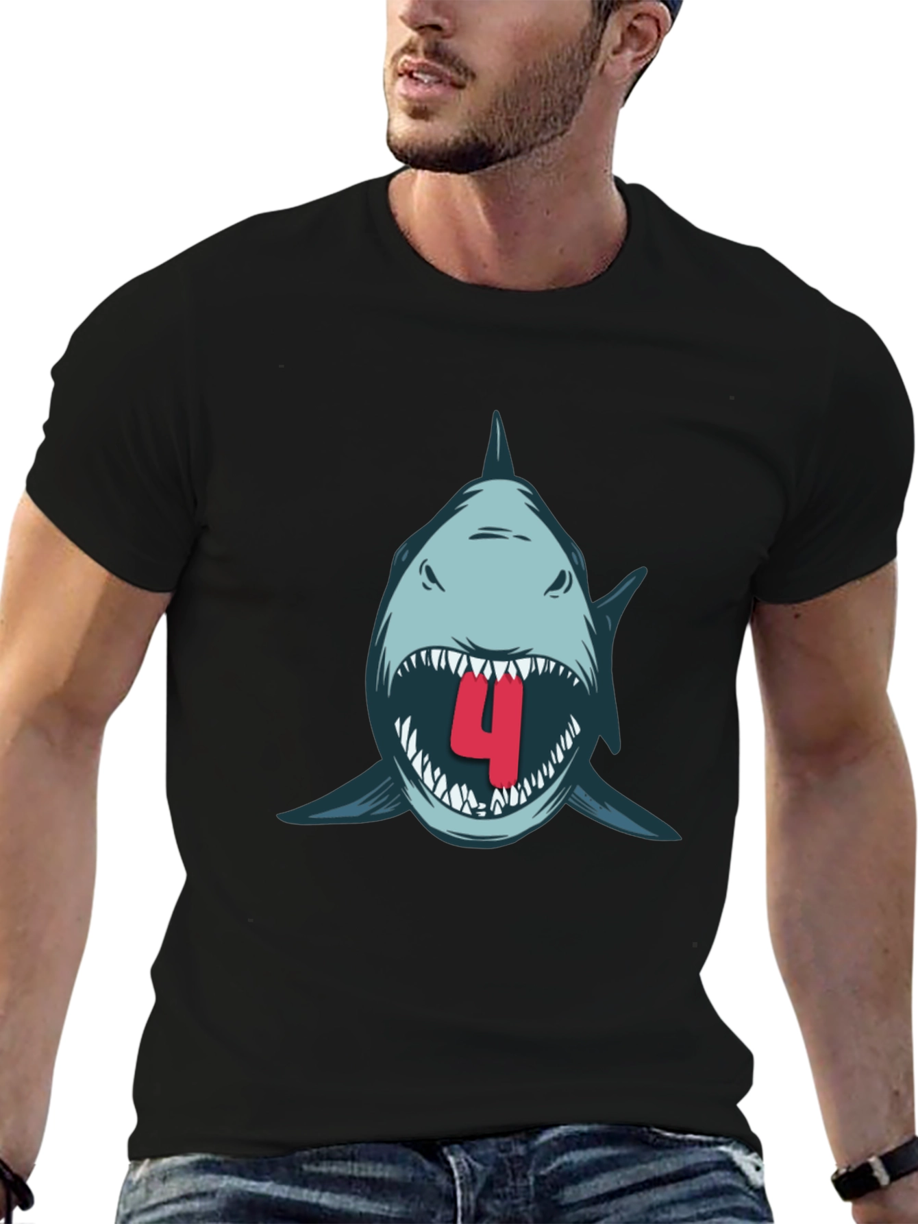 Shark Attack Birthday T-Shirt - Size 4