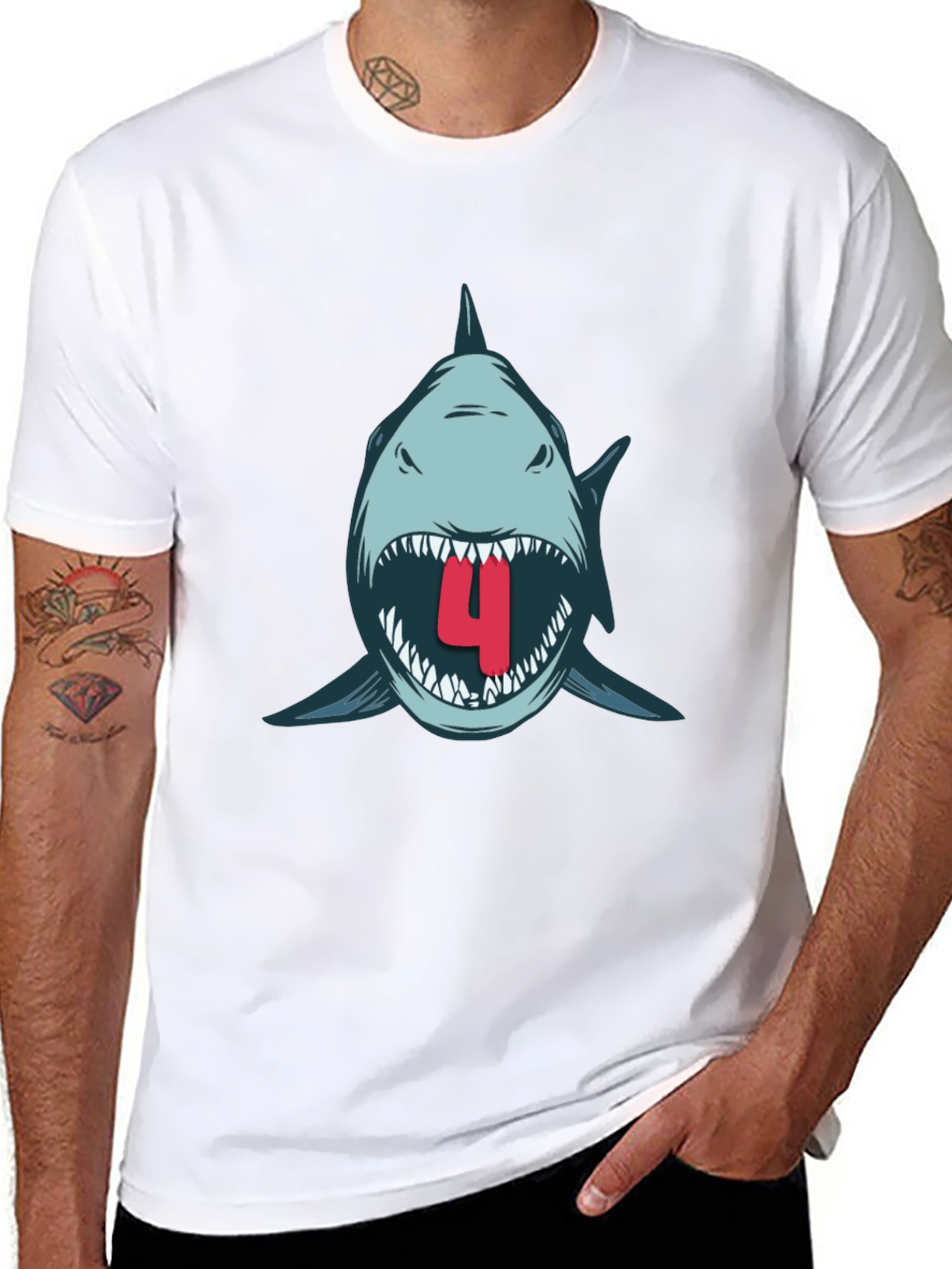 Shark Attack Birthday T-Shirt - Size 4