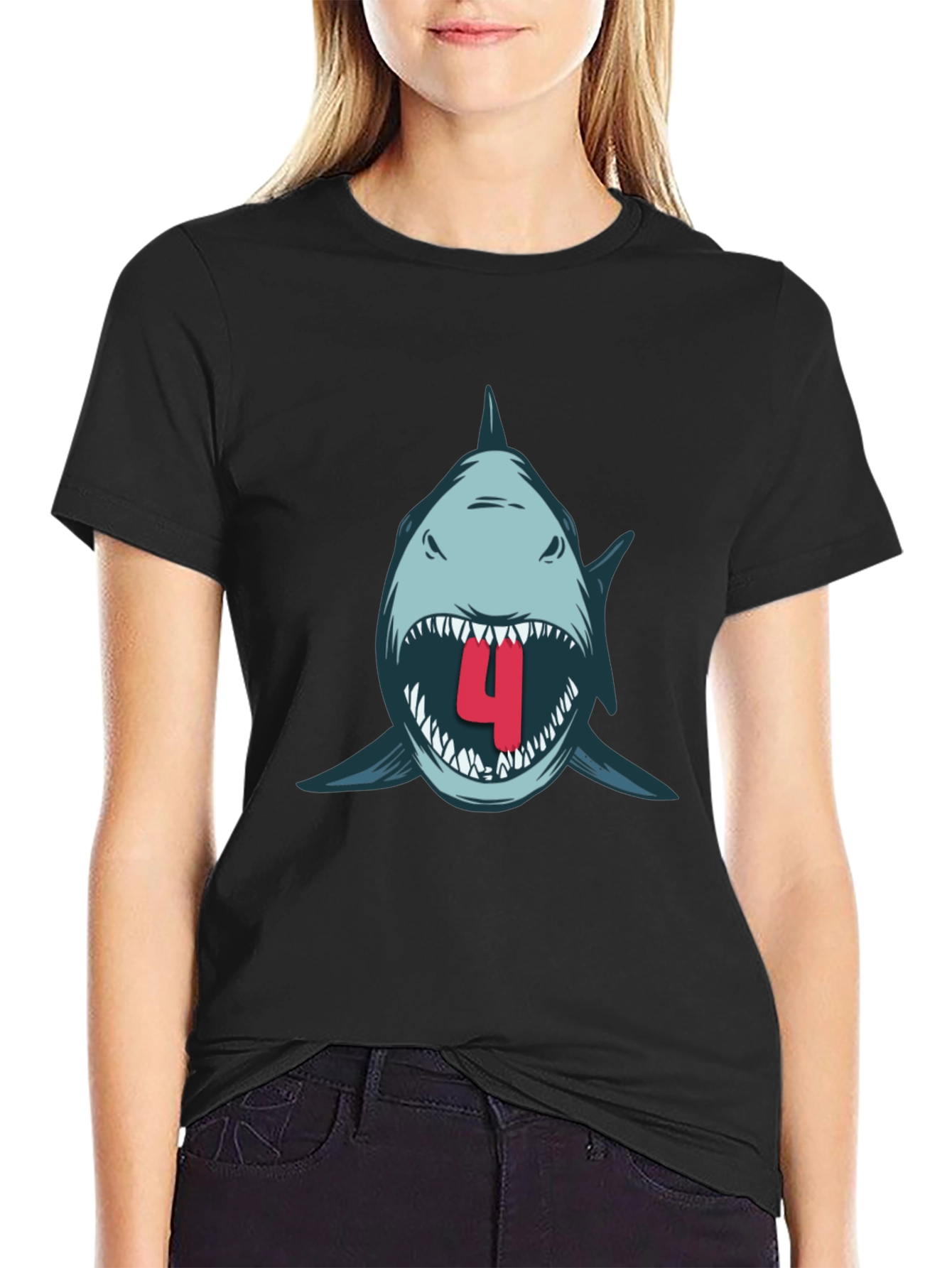 Shark Attack Birthday T-Shirt - Size 4