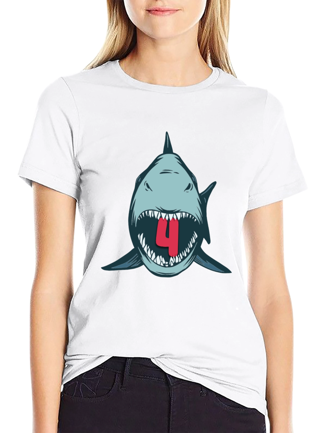 Shark Attack Birthday T-Shirt - Size 4