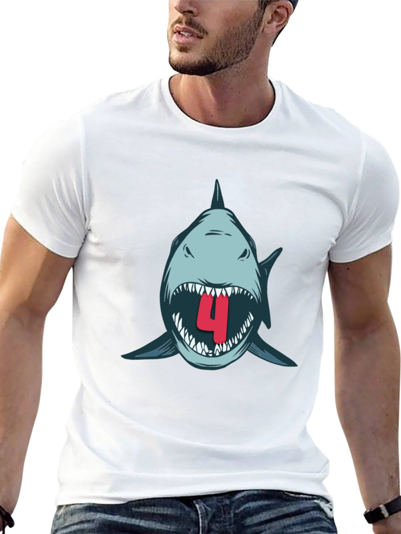 Shark Attack Birthday T-Shirt - Size 4