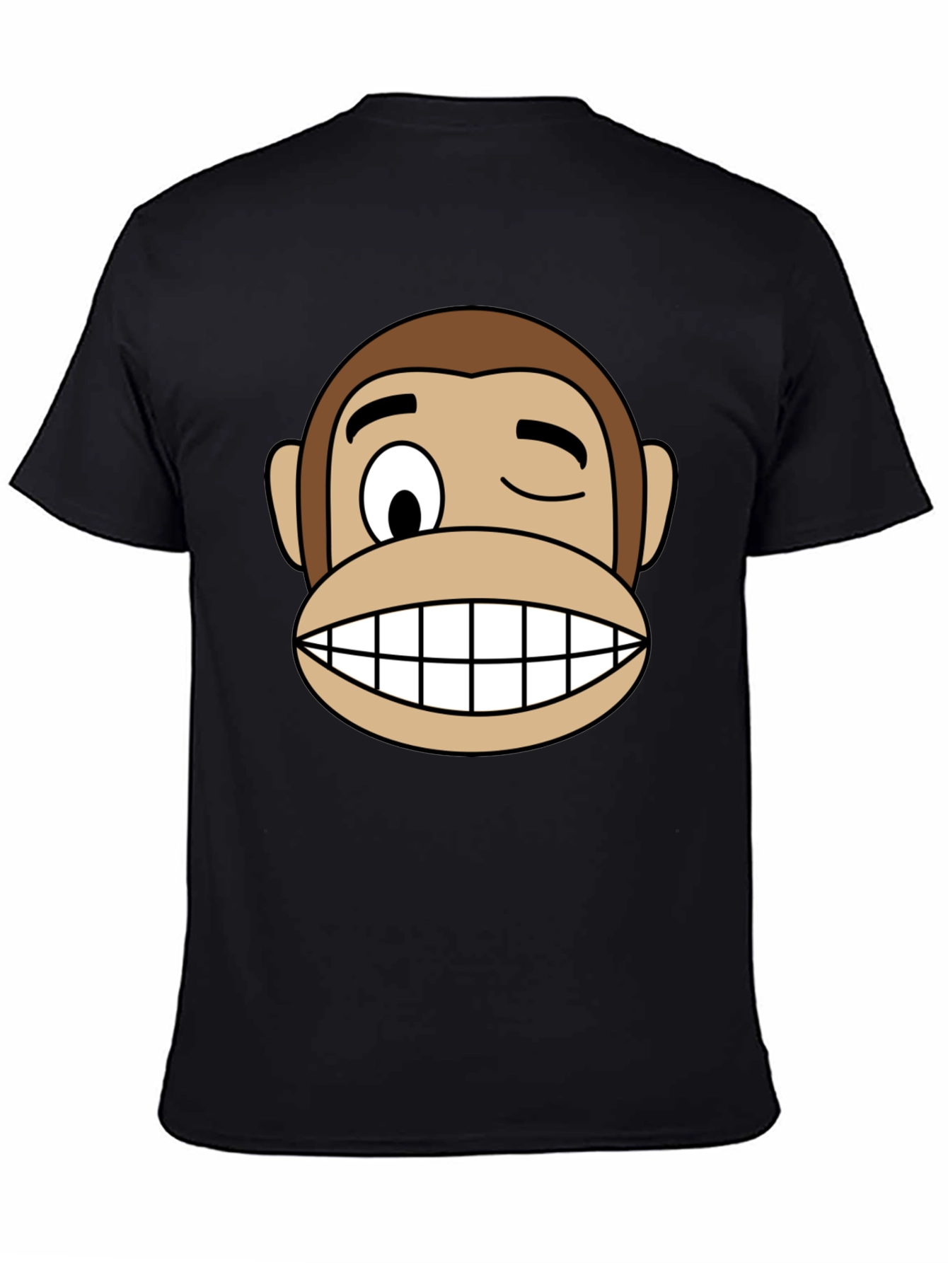 Funny Monkey Face Graphic Black T-Shirt